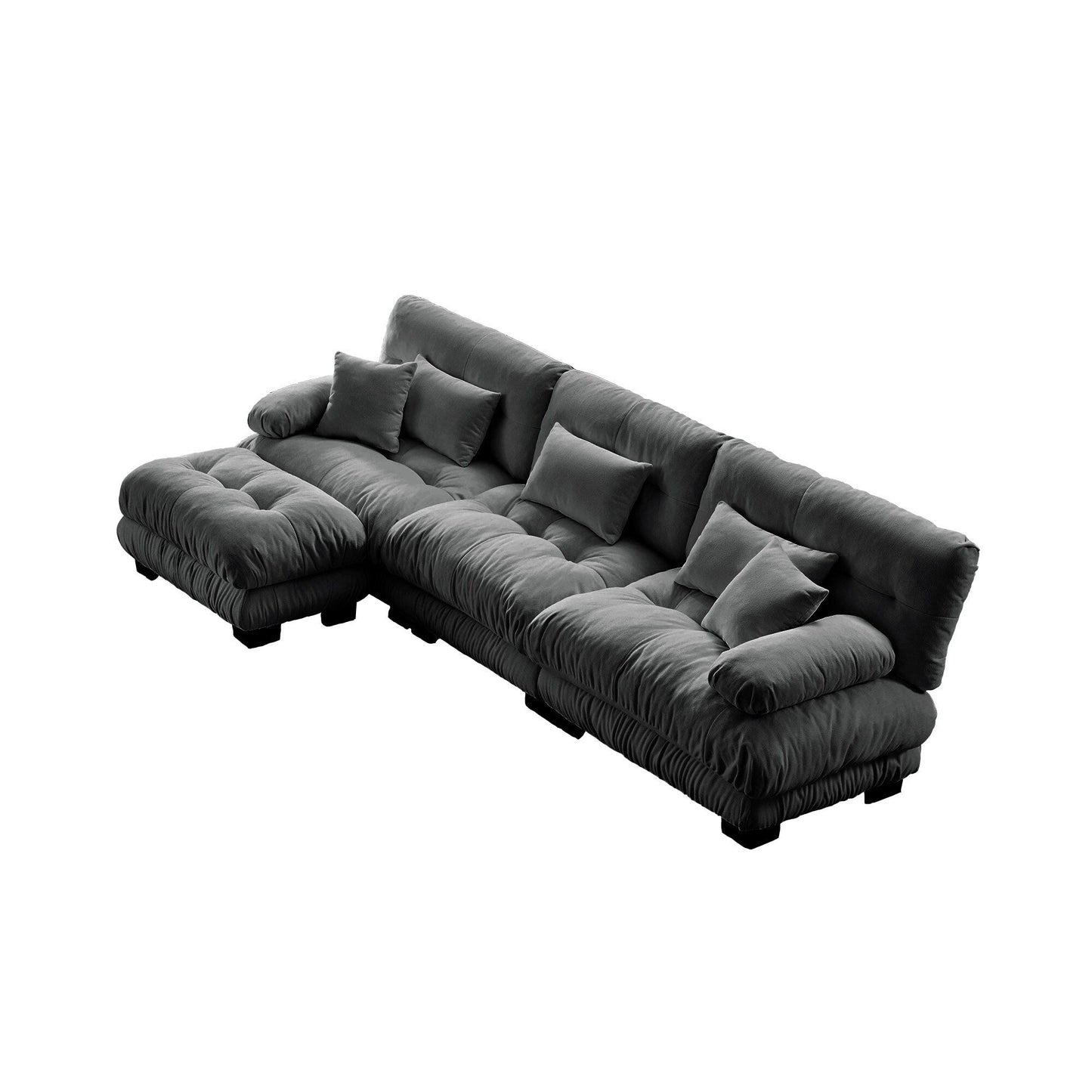 Canapé sectionnel modulaire 3 places, canapé à assise profonde, canapé nuage en forme de L avec pouf convertible pour le salon