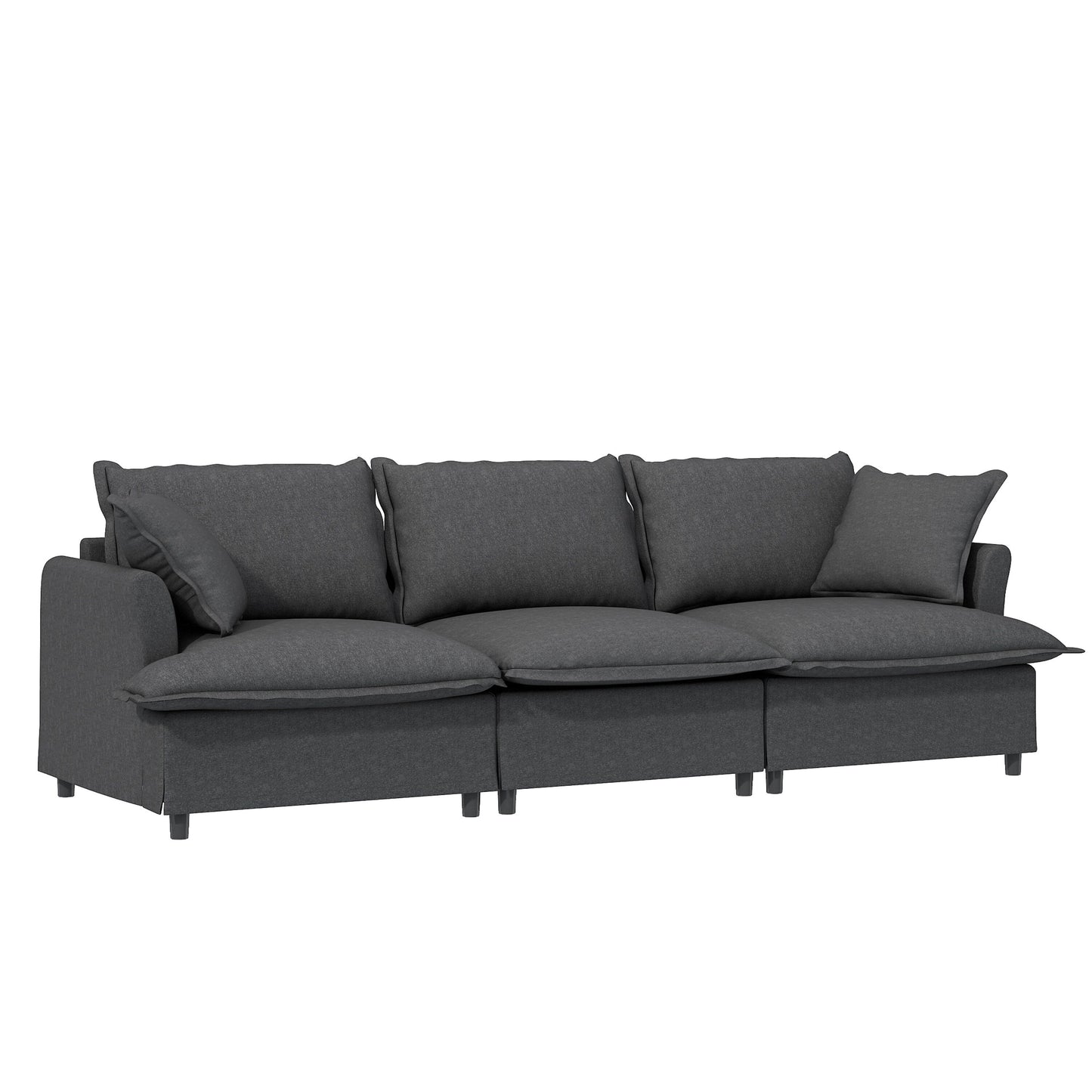 Module de canapé 3 places pour canapé sectionnel modulaire, assise large, canapé nuage en chenille avec coussins décoratifs