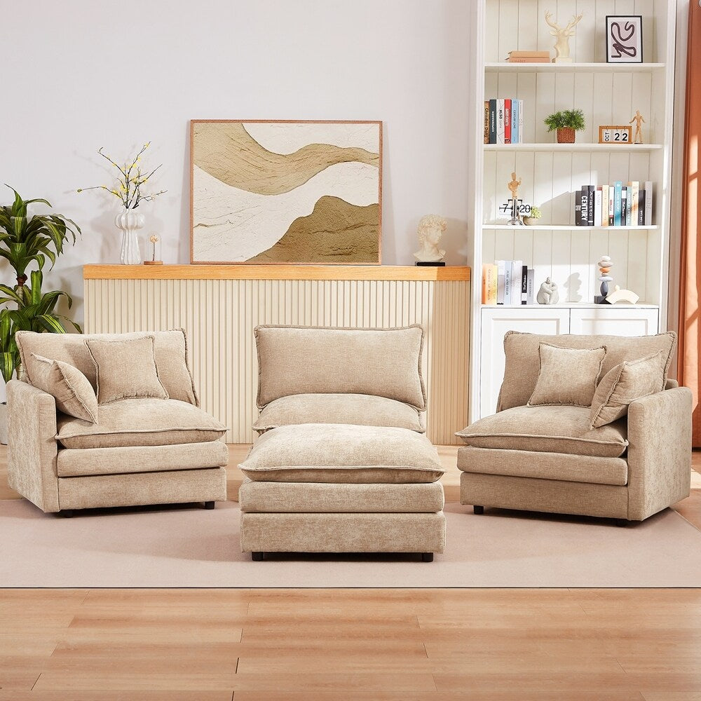 Canapés Cloud confortables 3 places avec pouf amovible