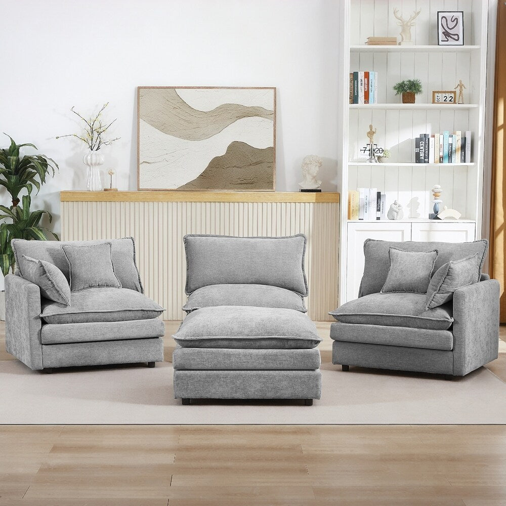 Canapés Cloud confortables 3 places avec pouf amovible