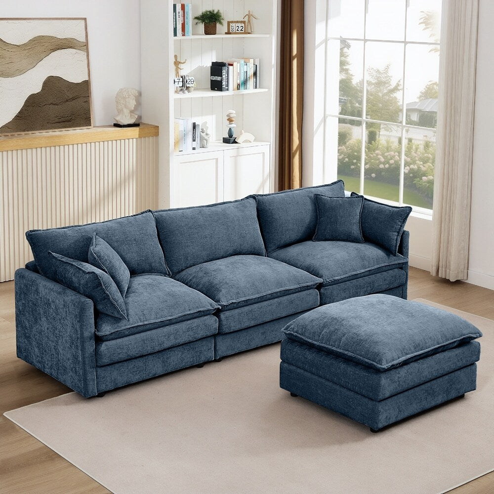 Canapés Cloud confortables 3 places avec pouf amovible