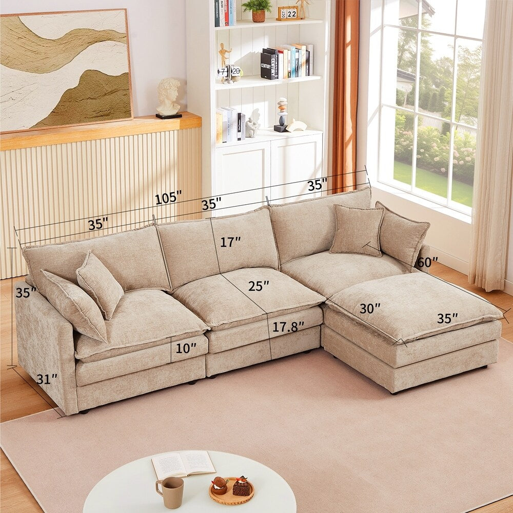 Canapés Cloud confortables 3 places avec pouf amovible