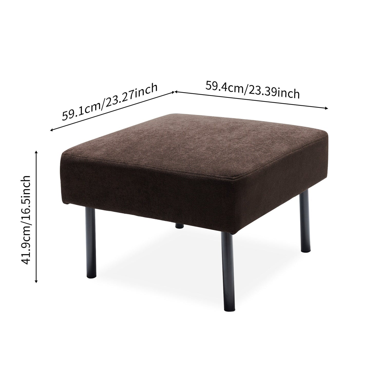 Canapé 3 places en tissu polyester en forme de L avec pouf, canapé rembourré moderne, petit canapé confortable pour petit espace