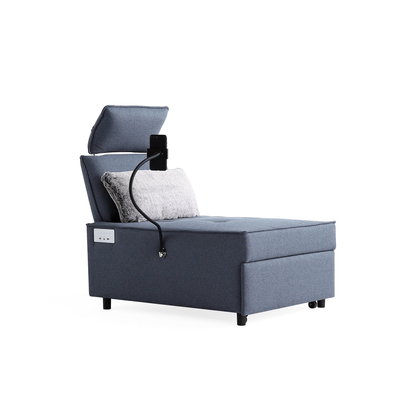 Fauteuil convertible 3 en 1, canapé inclinable réglable avec haut-parleurs Bluetooth, ports USB et oreiller moelleux