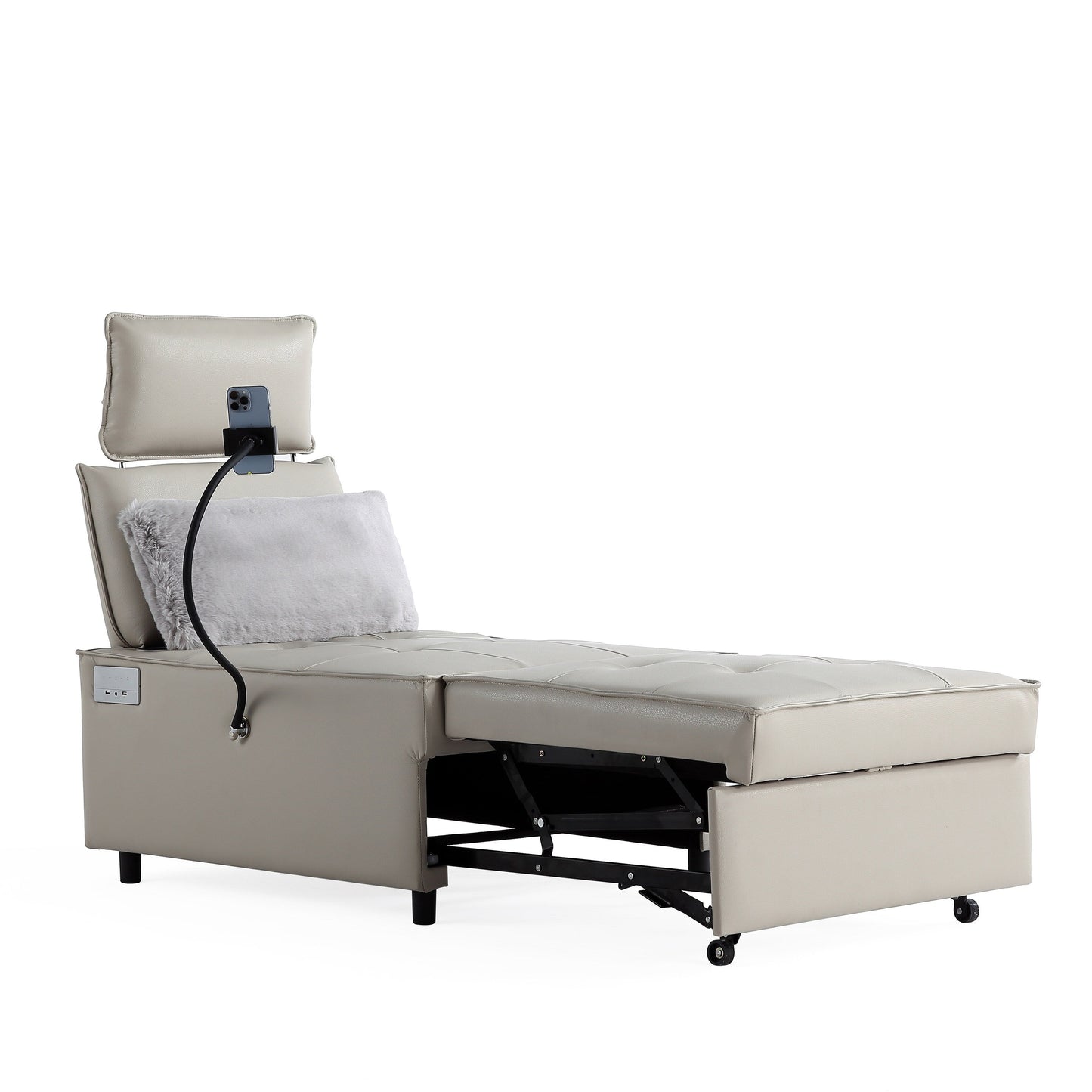 Fauteuil convertible 3 en 1, canapé inclinable réglable avec haut-parleurs Bluetooth, ports USB et oreiller moelleux
