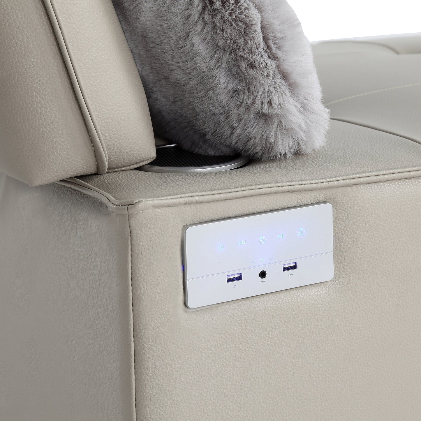 Fauteuil convertible 3 en 1, canapé inclinable réglable avec haut-parleurs Bluetooth, ports USB et oreiller moelleux