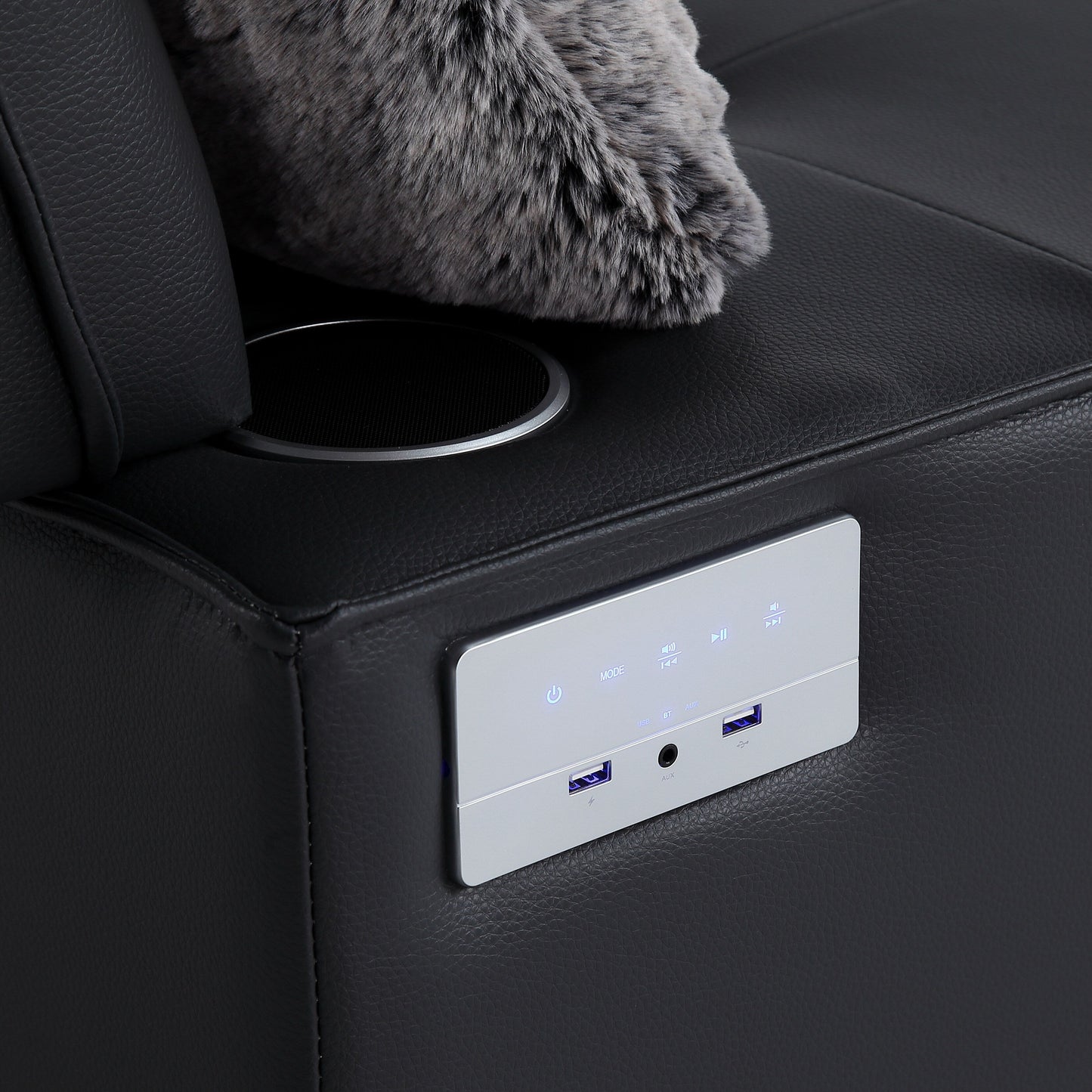 Fauteuil convertible 3 en 1, canapé inclinable réglable avec haut-parleurs Bluetooth, ports USB et oreiller moelleux