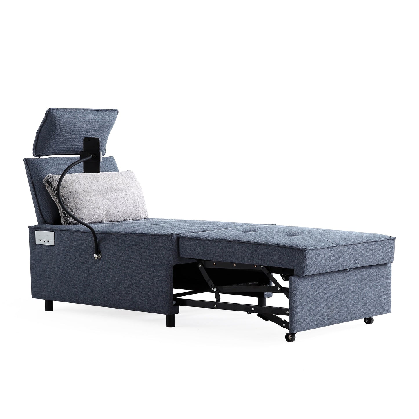 Fauteuil convertible 3 en 1, canapé inclinable réglable avec haut-parleurs Bluetooth, ports USB et oreiller moelleux