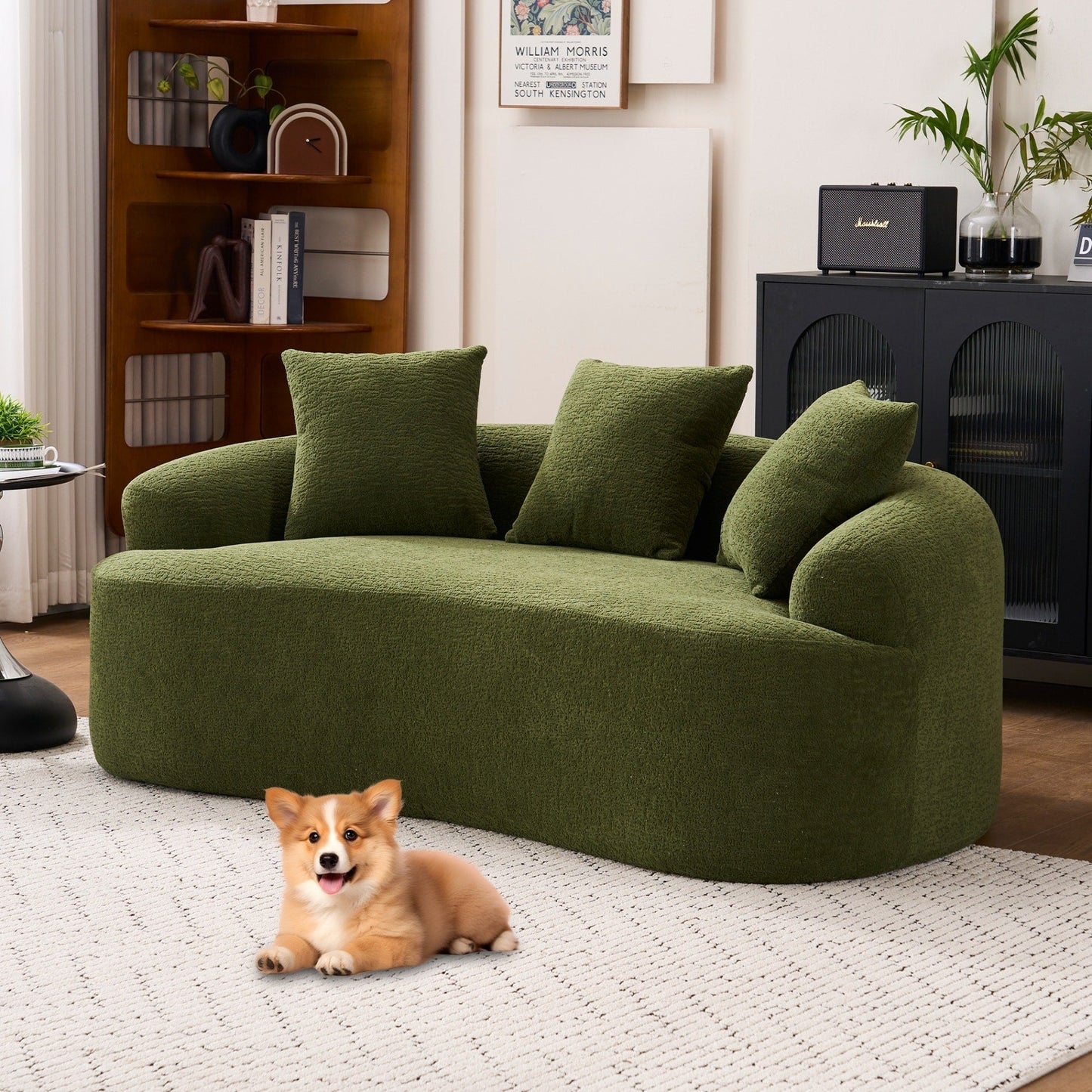 Canapé causeuse compact incurvé en chenille 30D sans assemblage, entièrement compressé en éponge