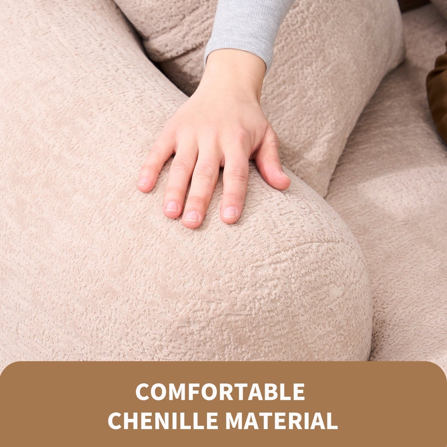 Canapé causeuse compact incurvé en chenille 30D sans assemblage, entièrement compressé en éponge