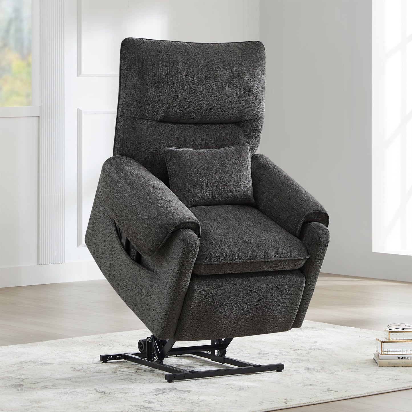 Fauteuil inclinable électrique 30" en chenille gris acier