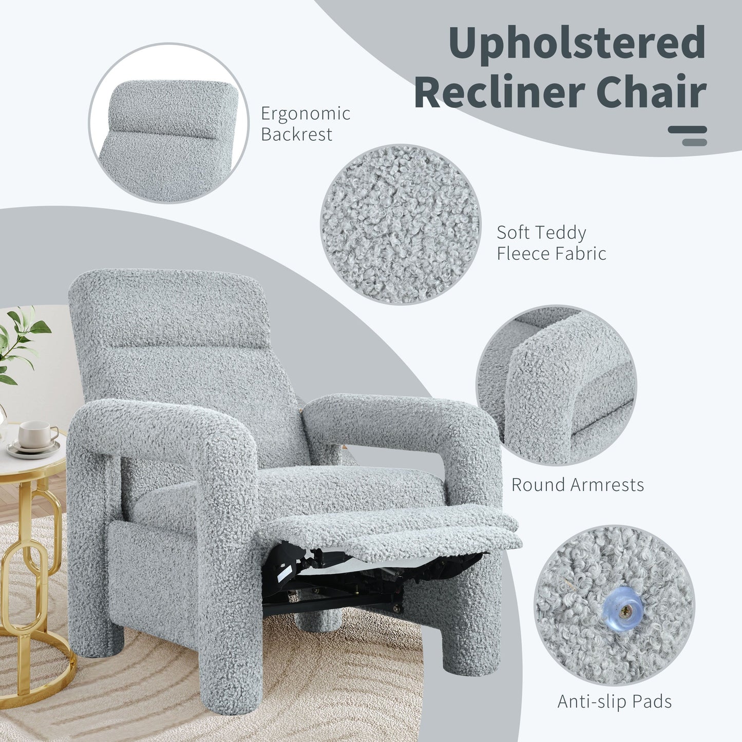 Fauteuil inclinable à dossier relevable rembourré 31,25