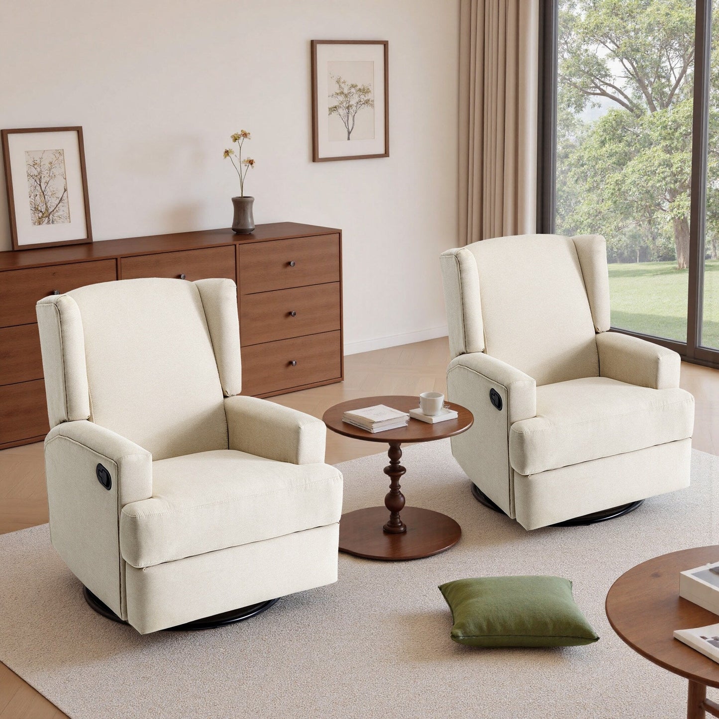 Fauteuil inclinable pivotant manuel de 31 po de largeur, ensemble de 2 pour chambre d'enfant