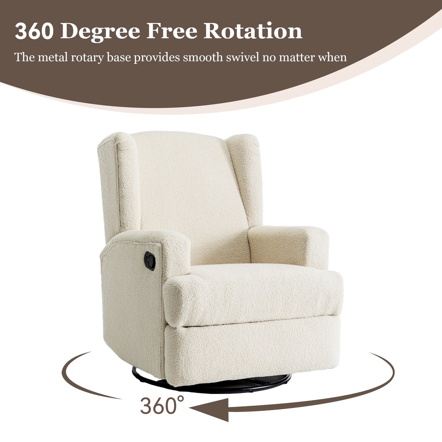 Fauteuil inclinable pivotant manuel de 31 po de largeur, ensemble de 2 pour chambre d'enfant