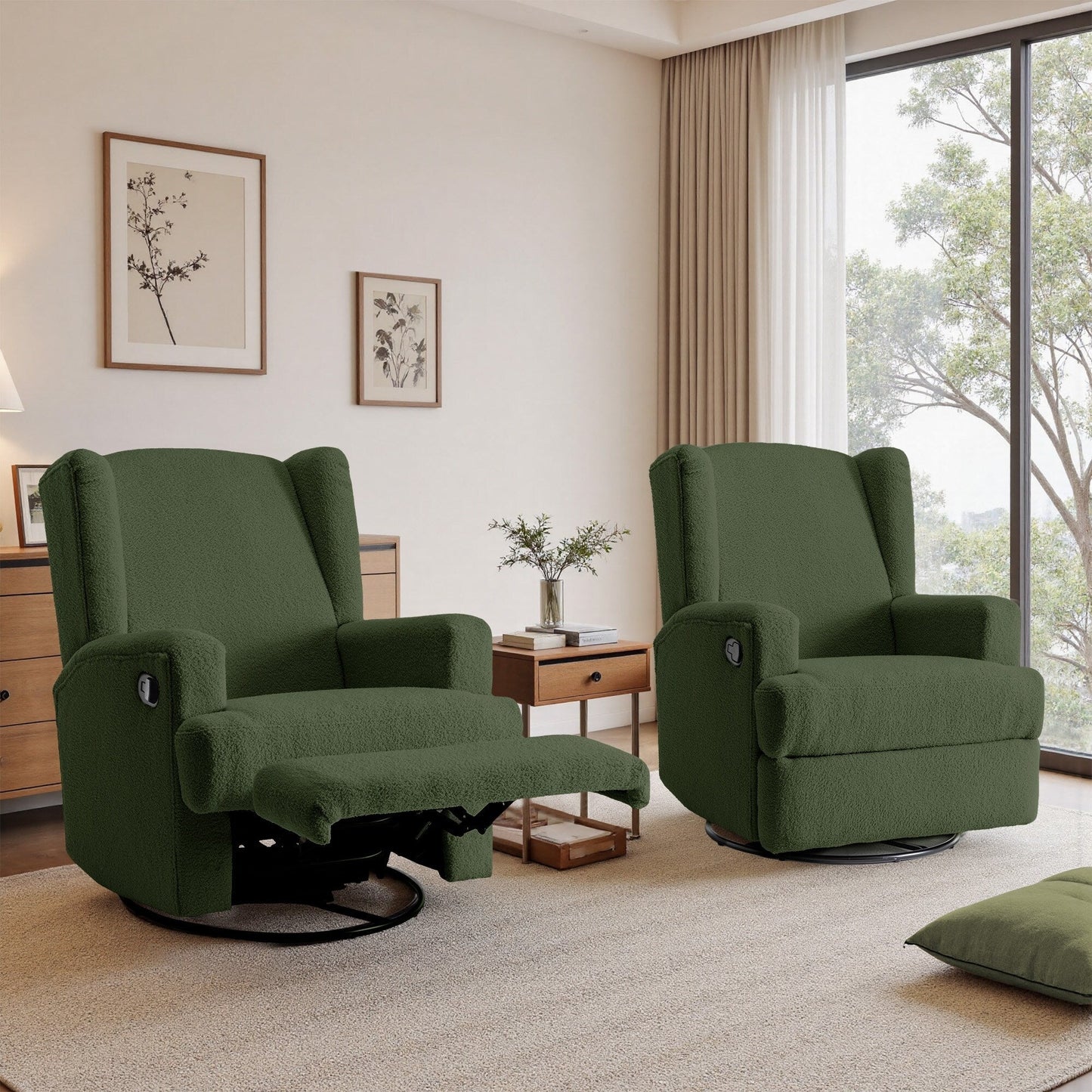 Fauteuil inclinable pivotant manuel de 31 po de largeur, ensemble de 2 pour chambre d'enfant