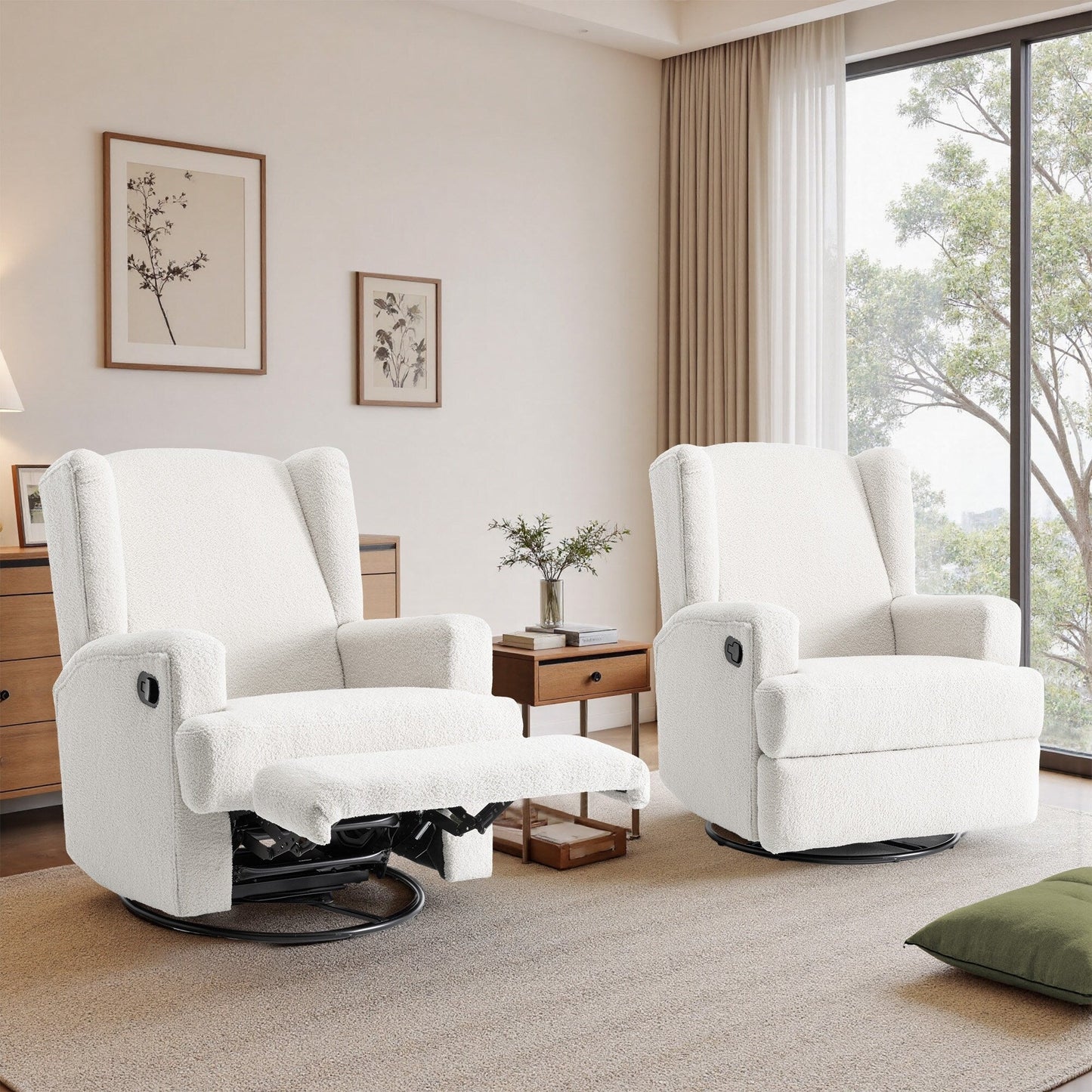 Fauteuil inclinable pivotant manuel de 31 po de largeur, ensemble de 2 pour chambre d'enfant