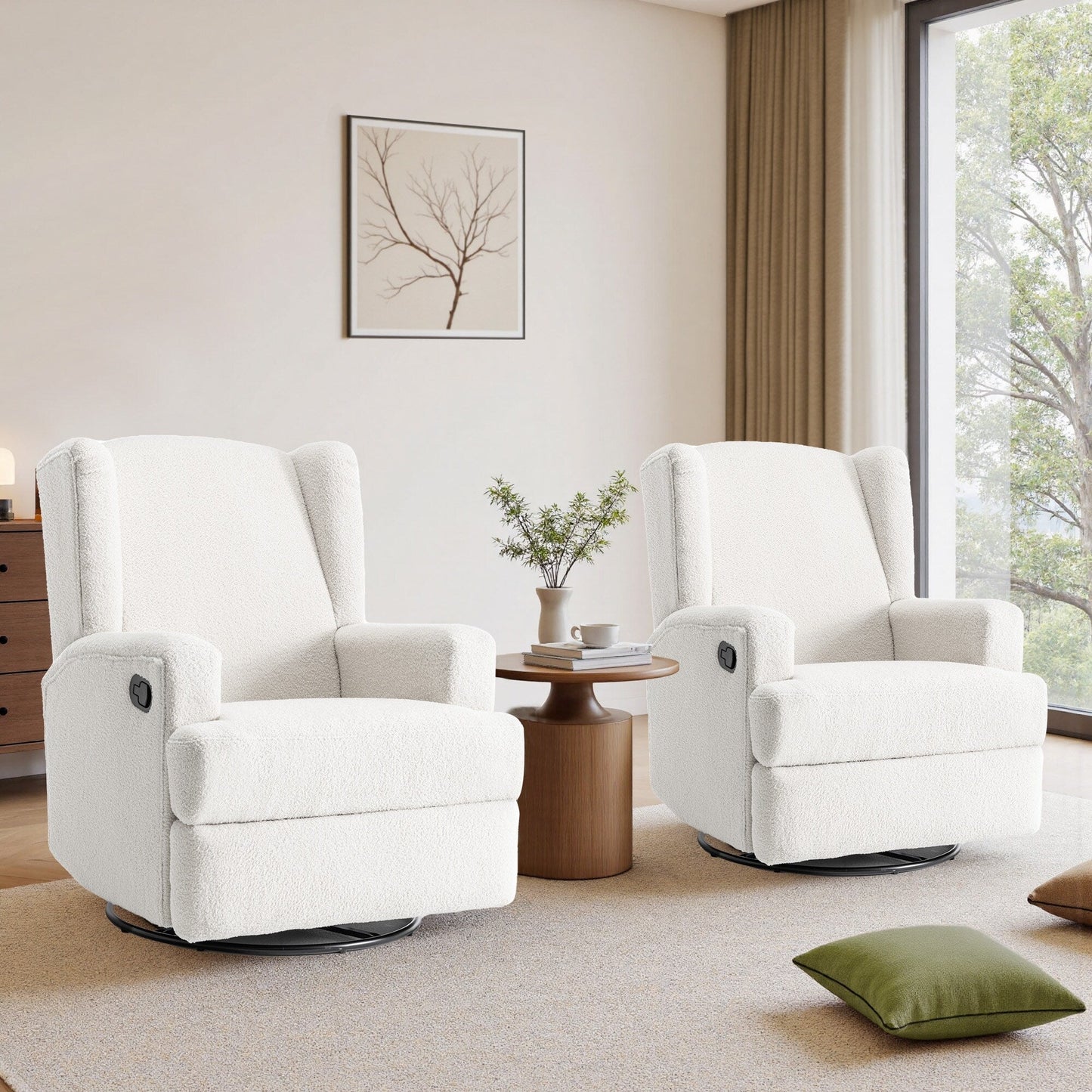 Fauteuil inclinable pivotant manuel de 31 po de largeur, ensemble de 2 pour chambre d'enfant