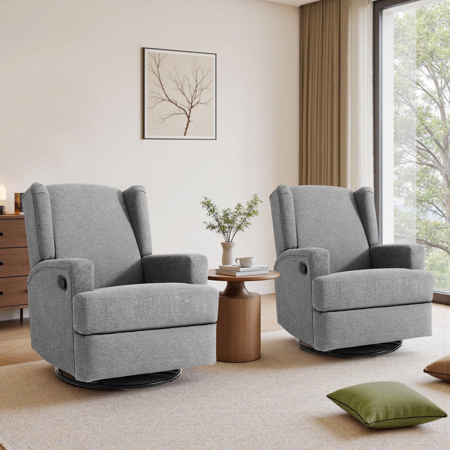 Fauteuil inclinable pivotant manuel de 31 po de largeur, ensemble de 2 pour chambre d'enfant