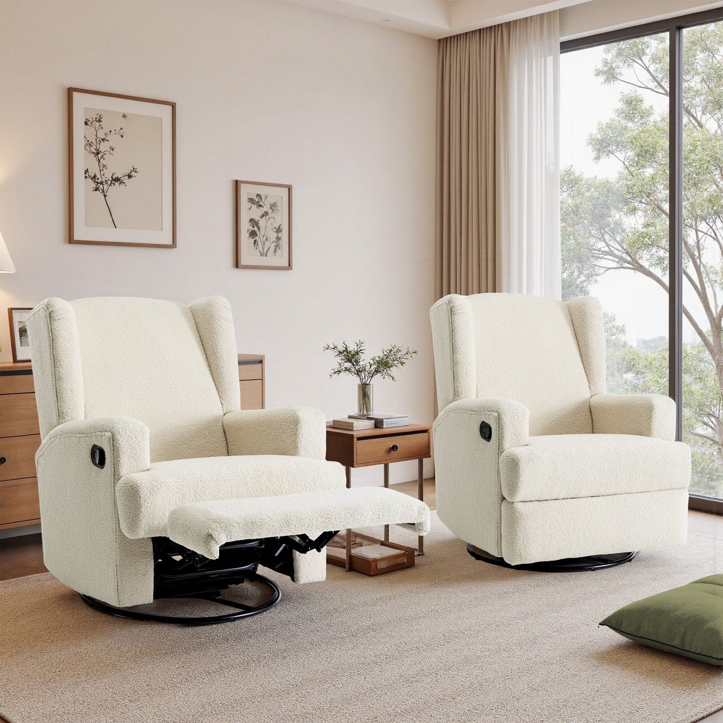 Fauteuil inclinable pivotant manuel de 31 po de largeur, ensemble de 2 pour chambre d'enfant