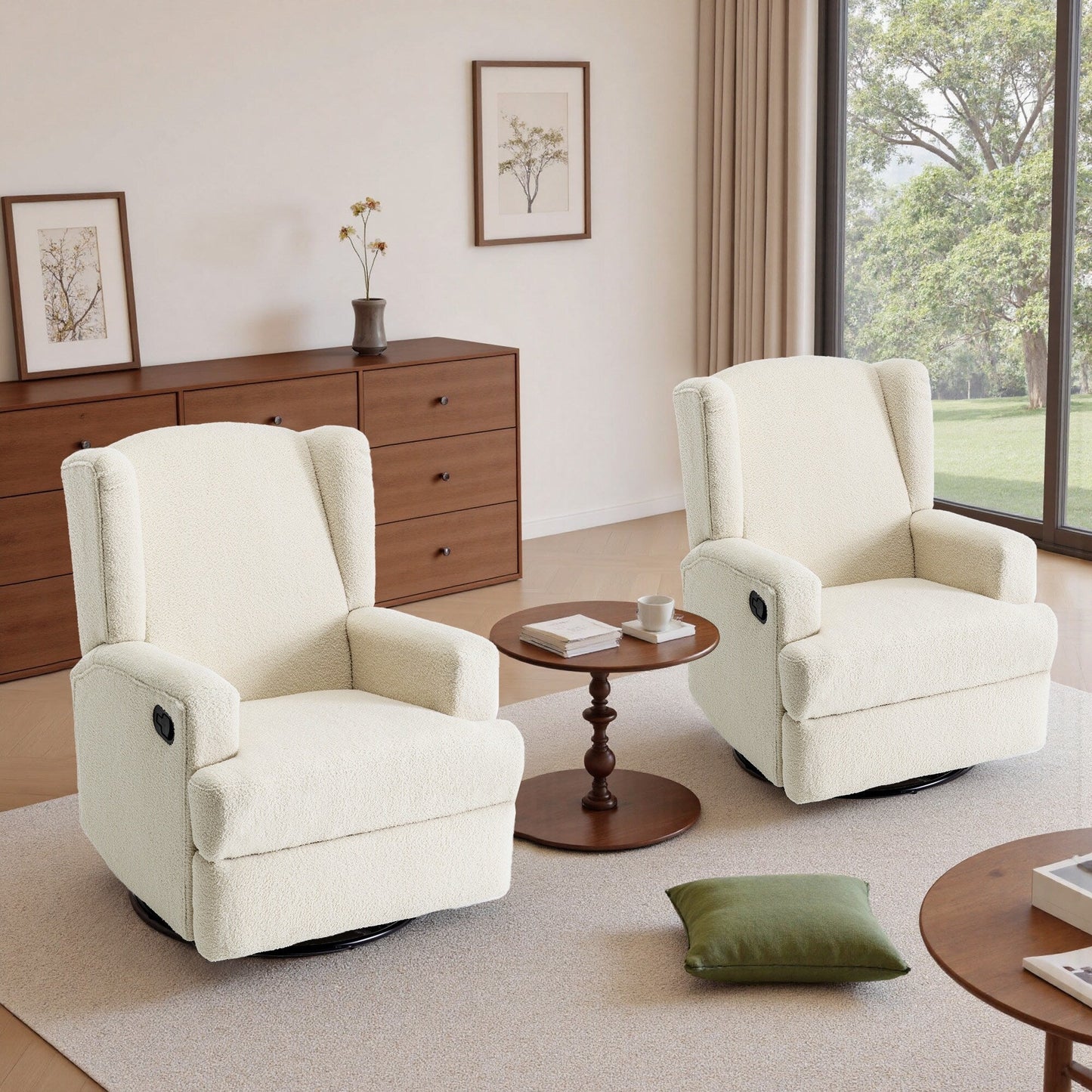 Fauteuil inclinable pivotant manuel de 31 po de largeur, ensemble de 2 pour chambre d'enfant