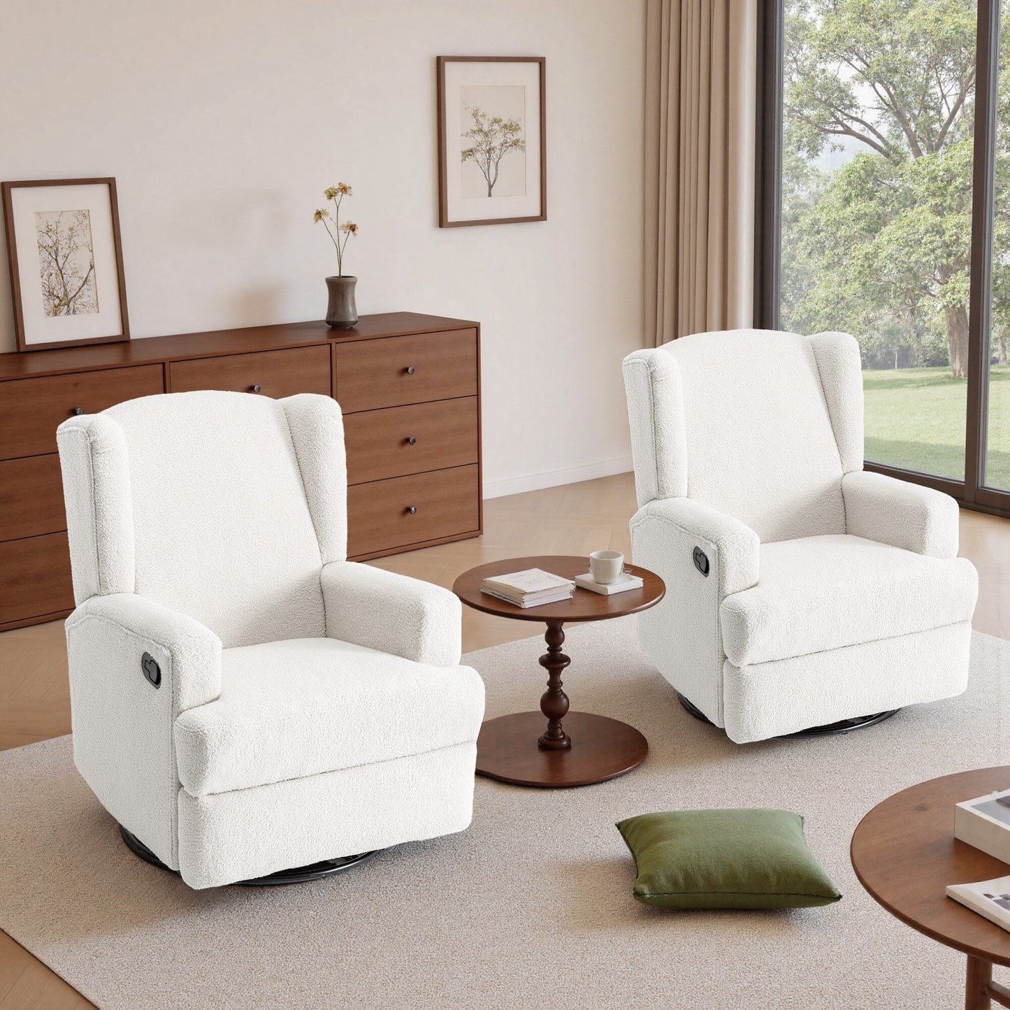 Fauteuil inclinable pivotant manuel de 31 po de largeur, ensemble de 2 pour chambre d'enfant