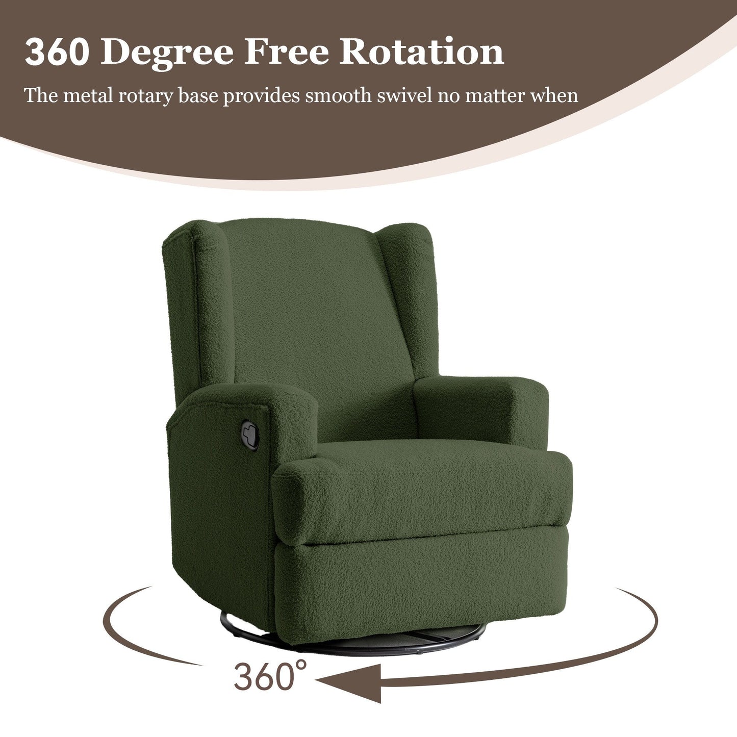 Fauteuil inclinable pivotant manuel de 31 po de largeur, ensemble de 2 pour chambre d'enfant