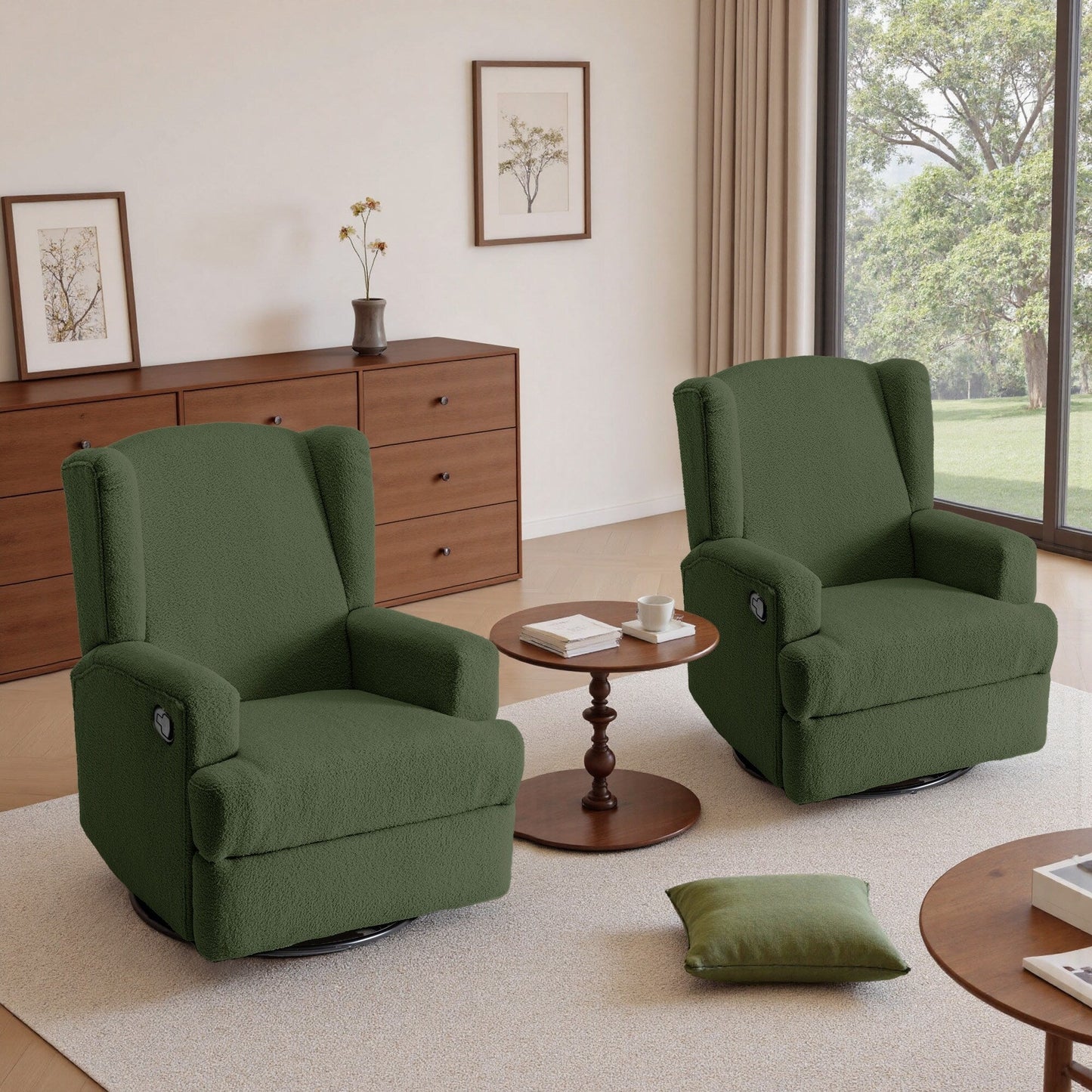 Fauteuil inclinable pivotant manuel de 31 po de largeur, ensemble de 2 pour chambre d'enfant