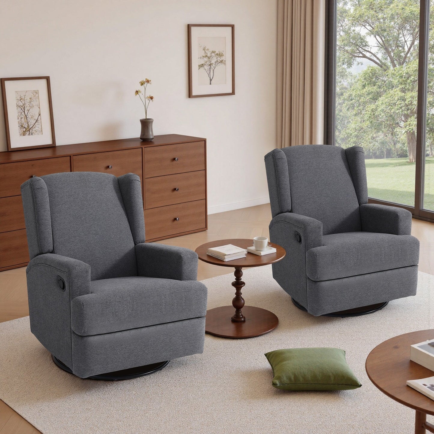Fauteuil inclinable pivotant manuel de 31 po de largeur, ensemble de 2 pour chambre d'enfant