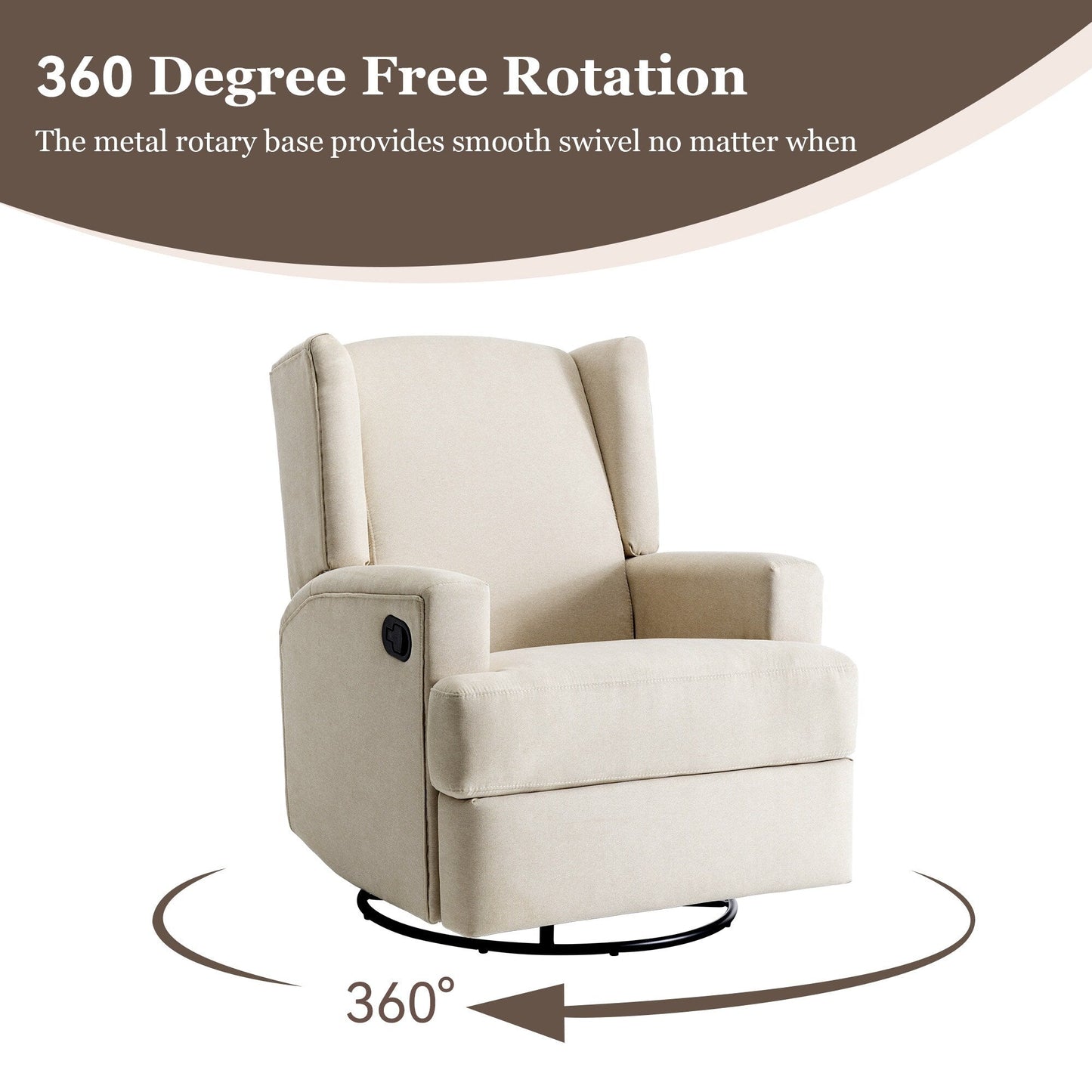 Fauteuil inclinable pivotant manuel de 31 po de largeur, ensemble de 2 pour chambre d'enfant