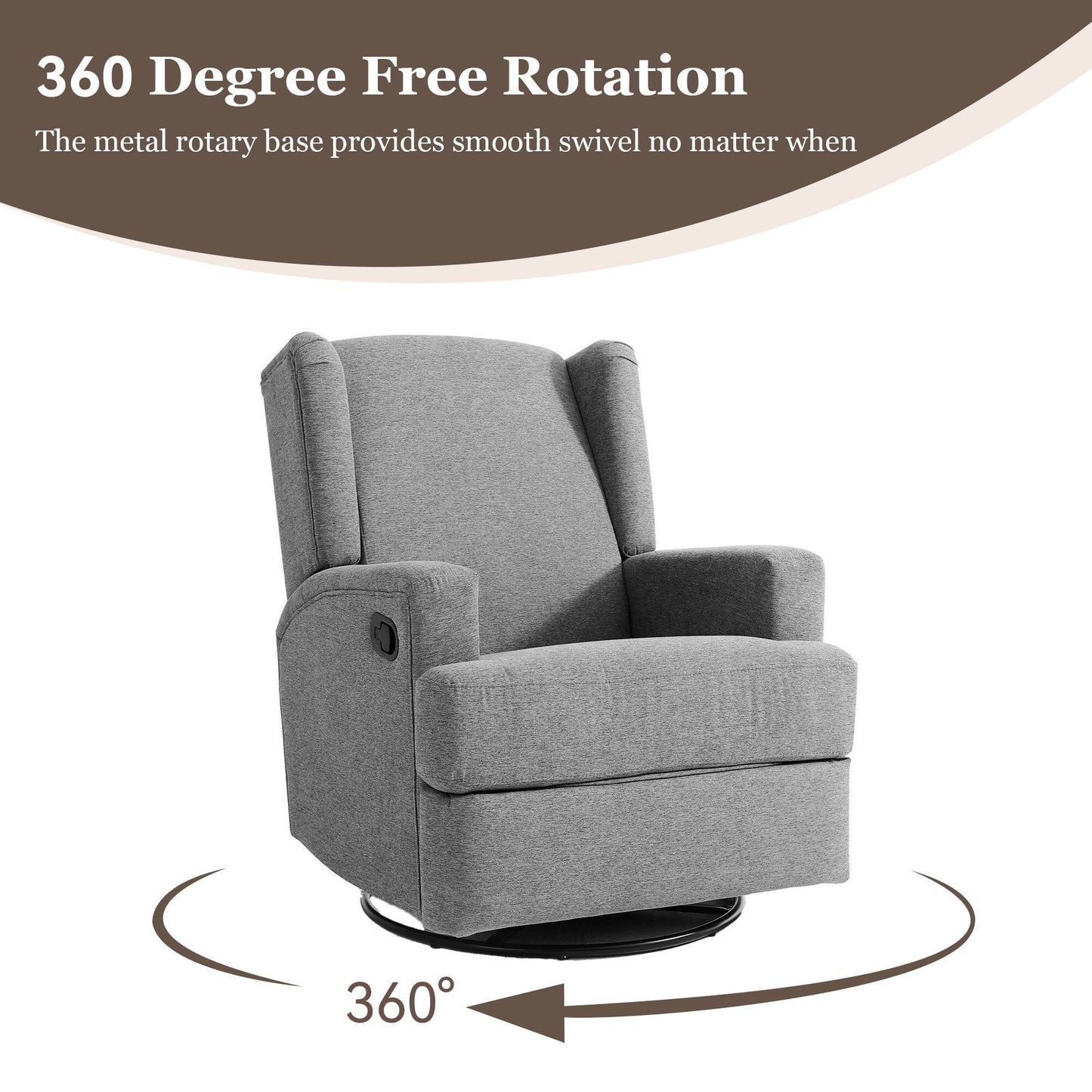 Fauteuil inclinable pivotant manuel de 31 po de largeur, ensemble de 2 pour chambre d'enfant