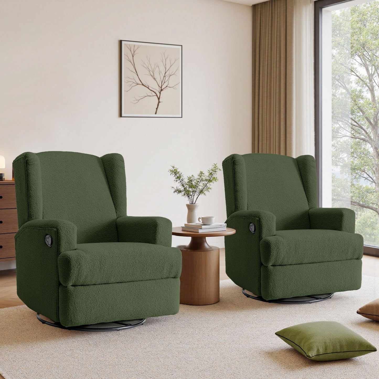 Fauteuil inclinable pivotant manuel de 31 po de largeur, ensemble de 2 pour chambre d'enfant