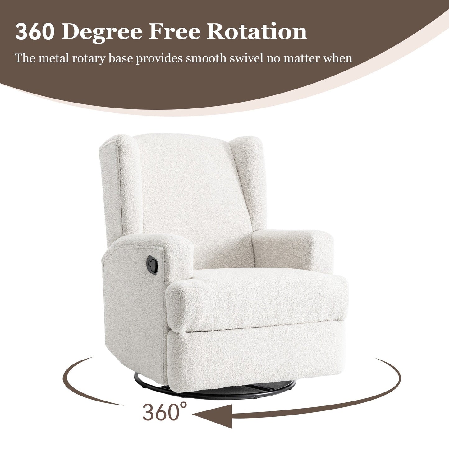Fauteuil inclinable pivotant manuel de 31 po de largeur, ensemble de 2 pour chambre d'enfant