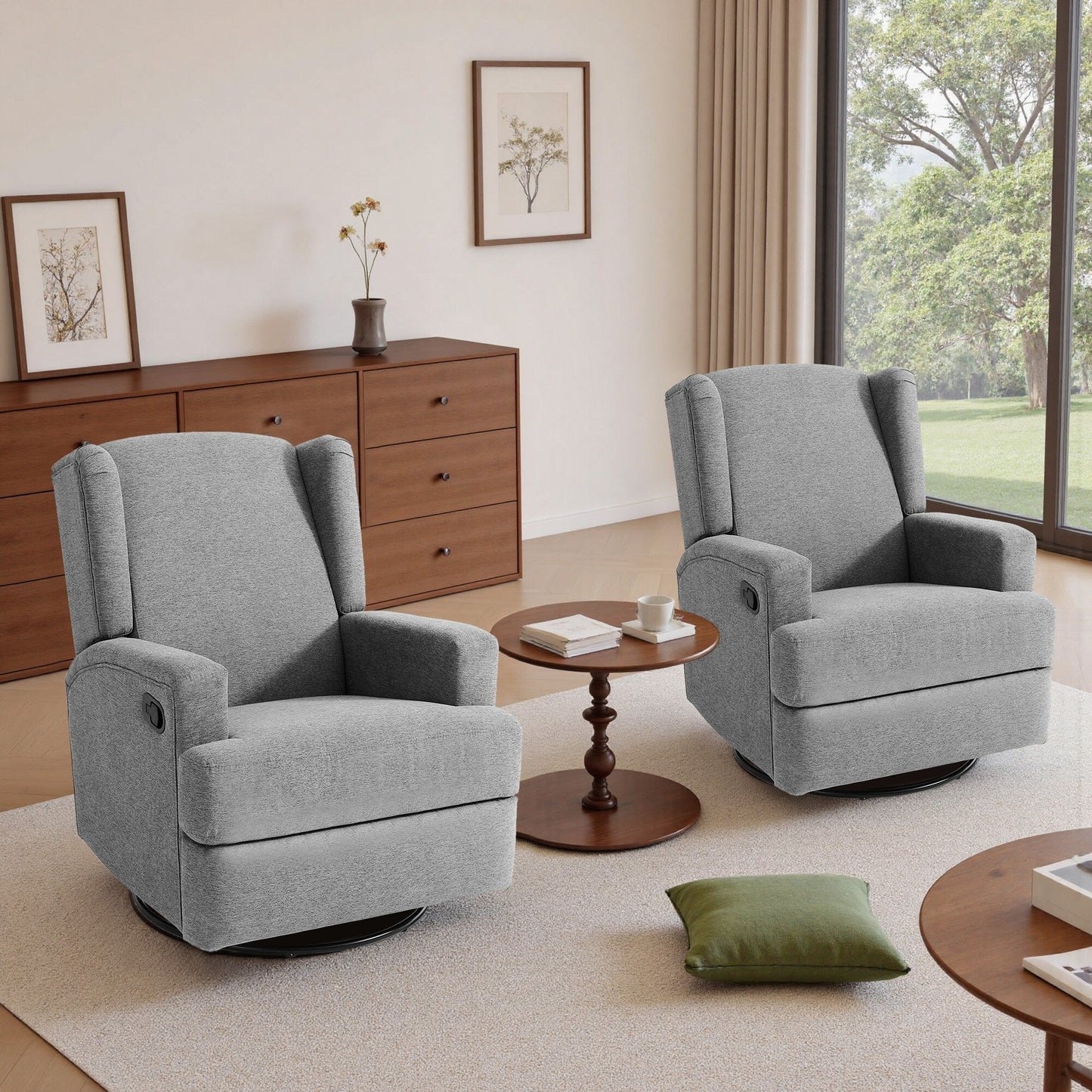 Fauteuil inclinable pivotant manuel de 31 po de largeur, ensemble de 2 pour chambre d'enfant