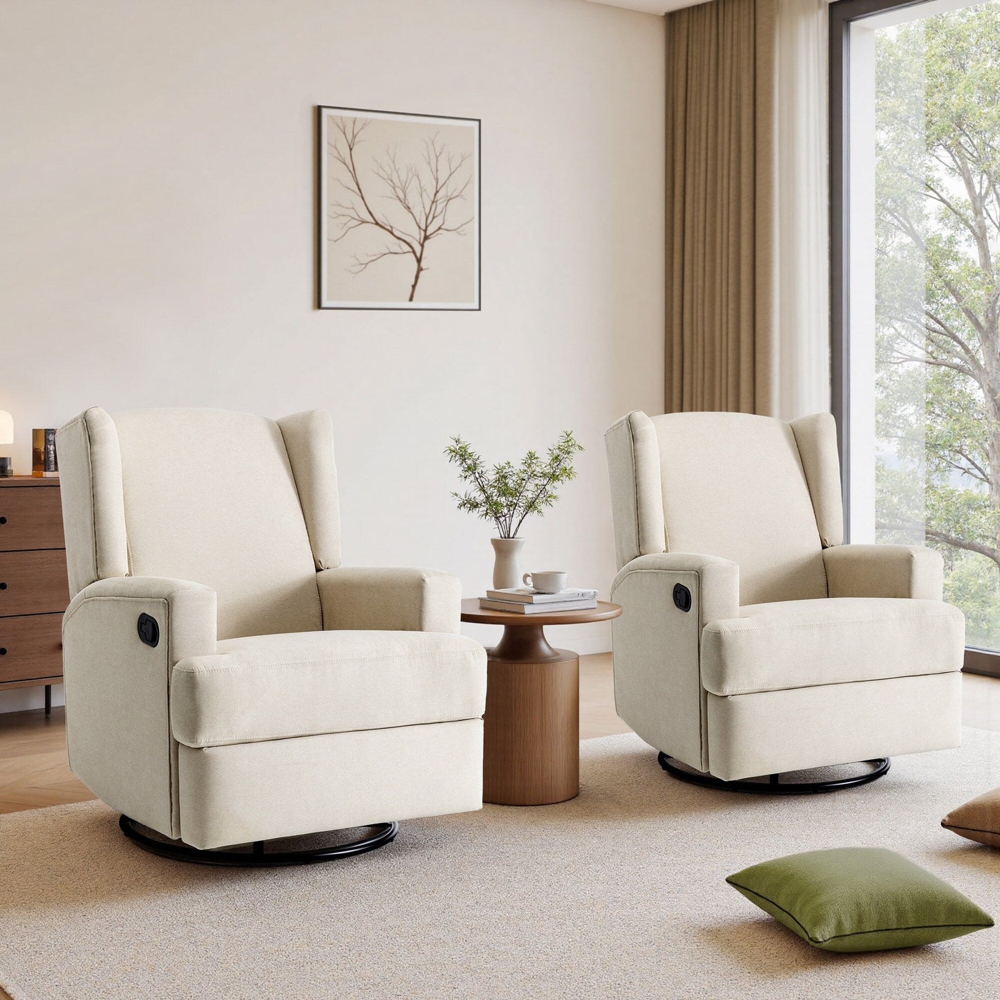 Fauteuil inclinable pivotant manuel de 31 po de largeur, ensemble de 2 pour chambre d'enfant