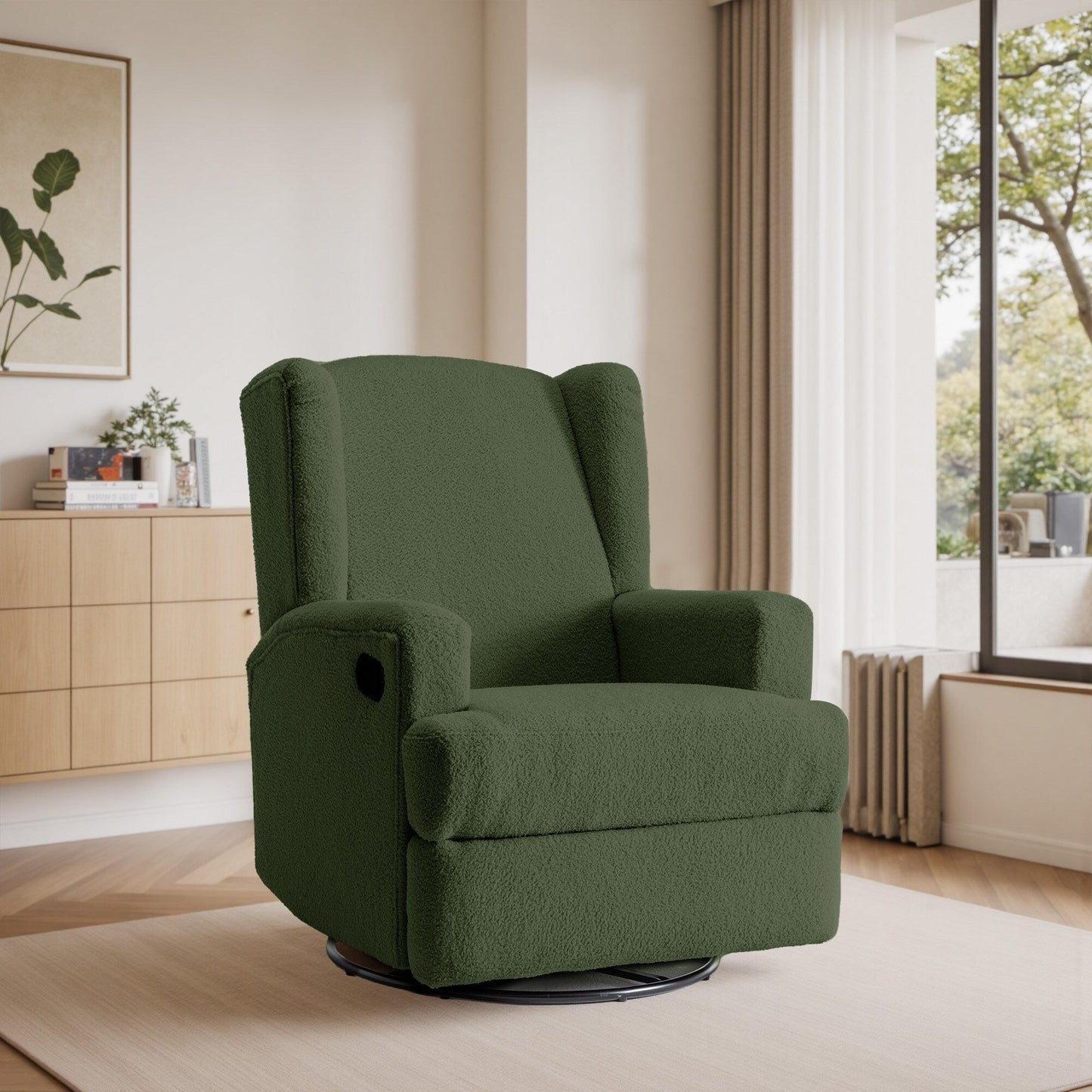 Fauteuil inclinable pivotant à dossier ailé de 31 po de largeur pour chambre d'enfant