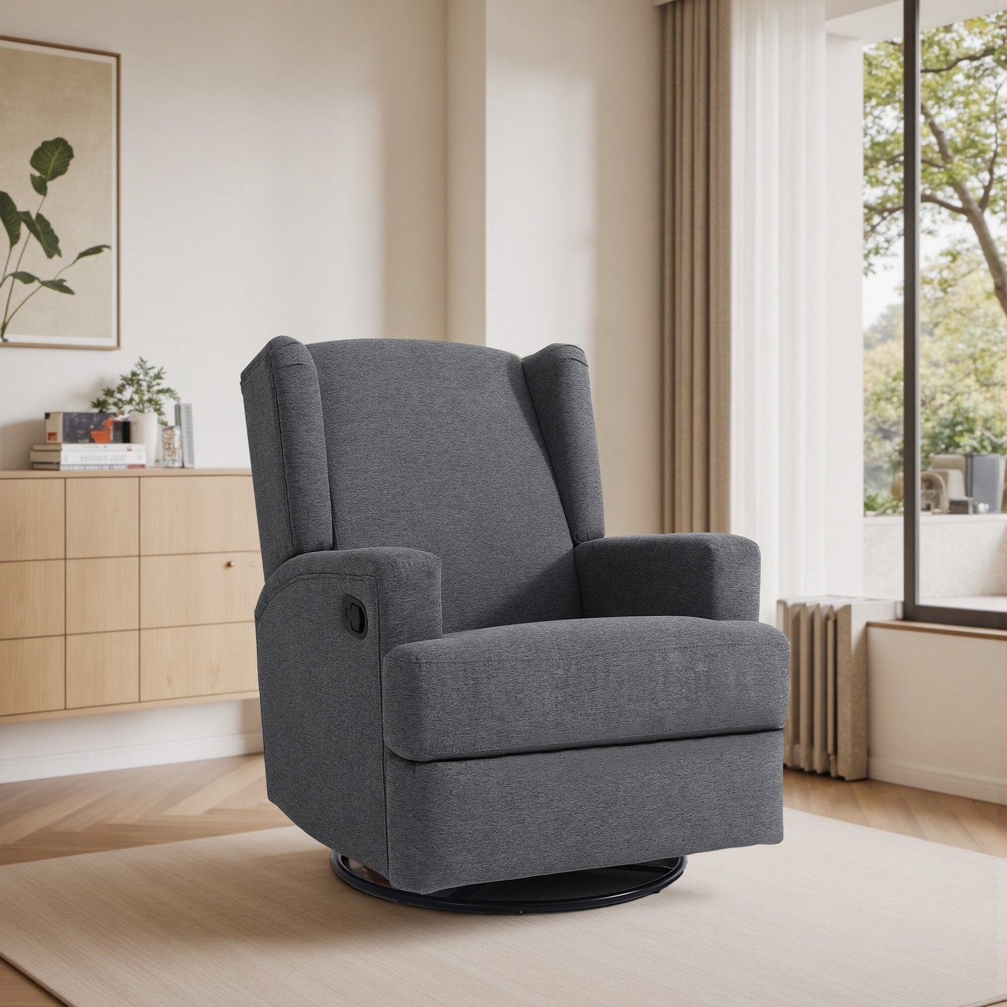 Fauteuil inclinable pivotant à dossier ailé de 31 po de largeur pour chambre d'enfant