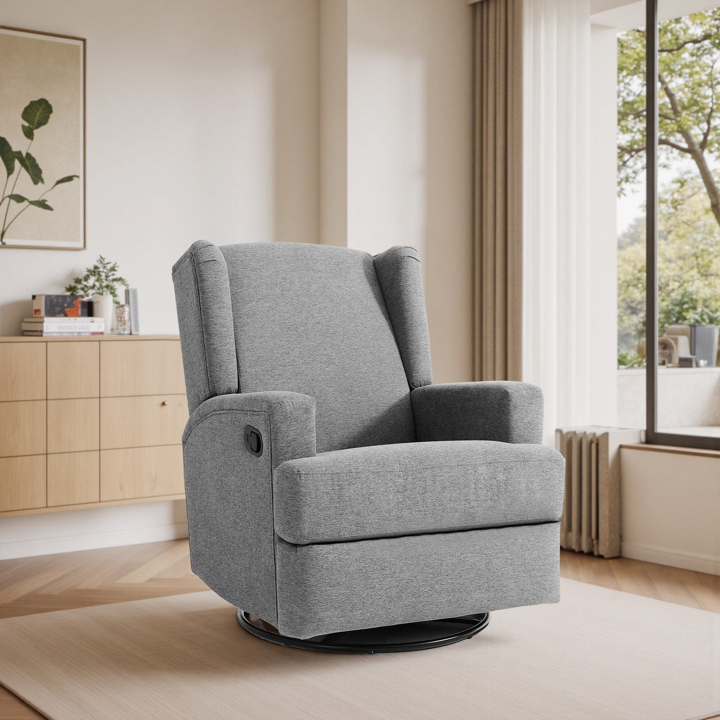 Fauteuil inclinable pivotant à dossier ailé de 31 po de largeur pour chambre d'enfant