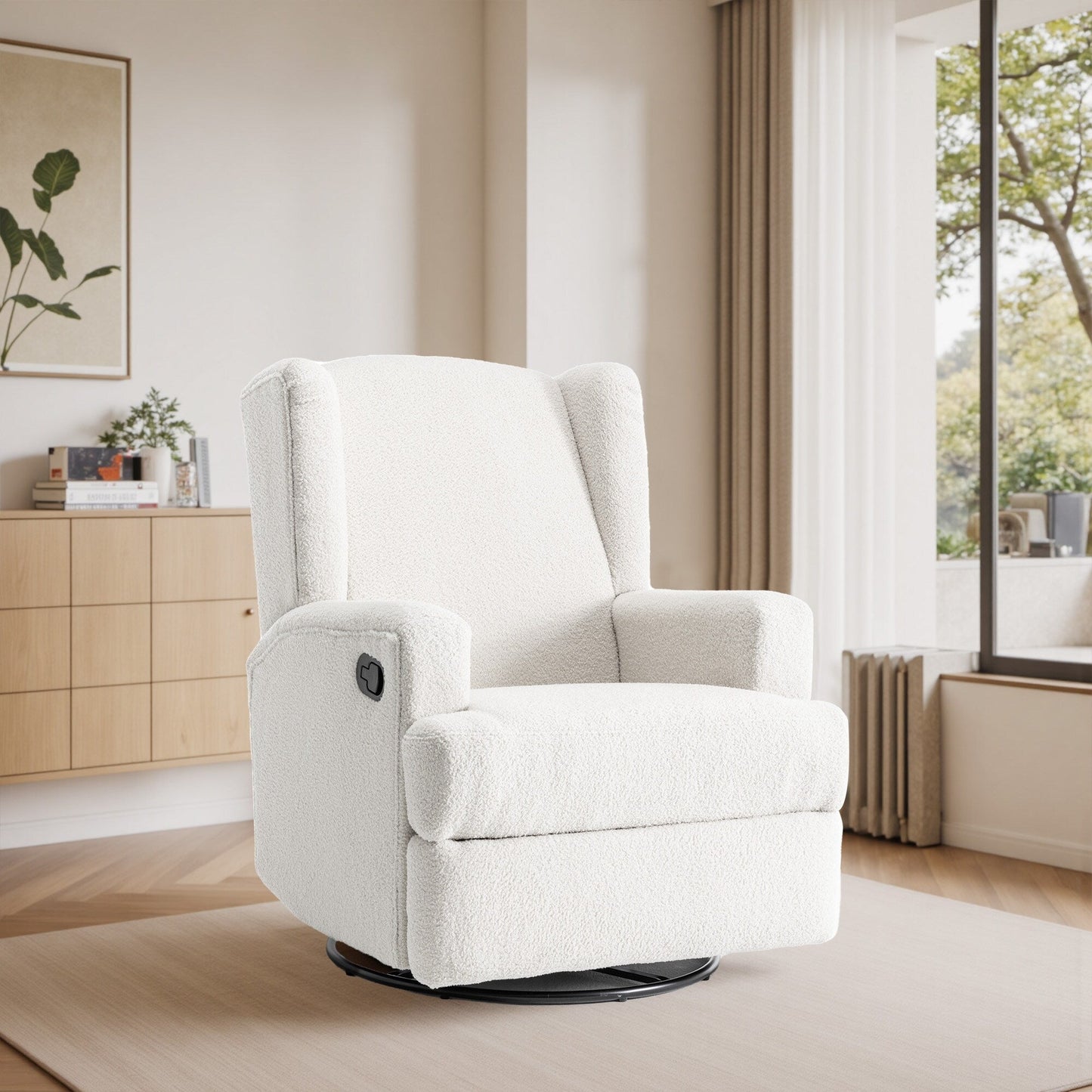 Fauteuil inclinable pivotant à dossier ailé de 31 po de largeur pour chambre d'enfant