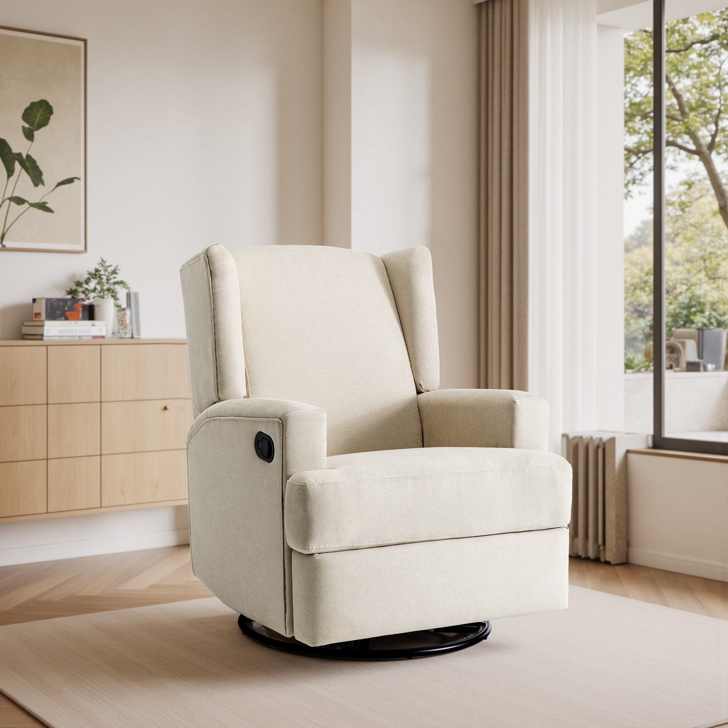 Fauteuil inclinable pivotant à dossier ailé de 31 po de largeur pour chambre d'enfant