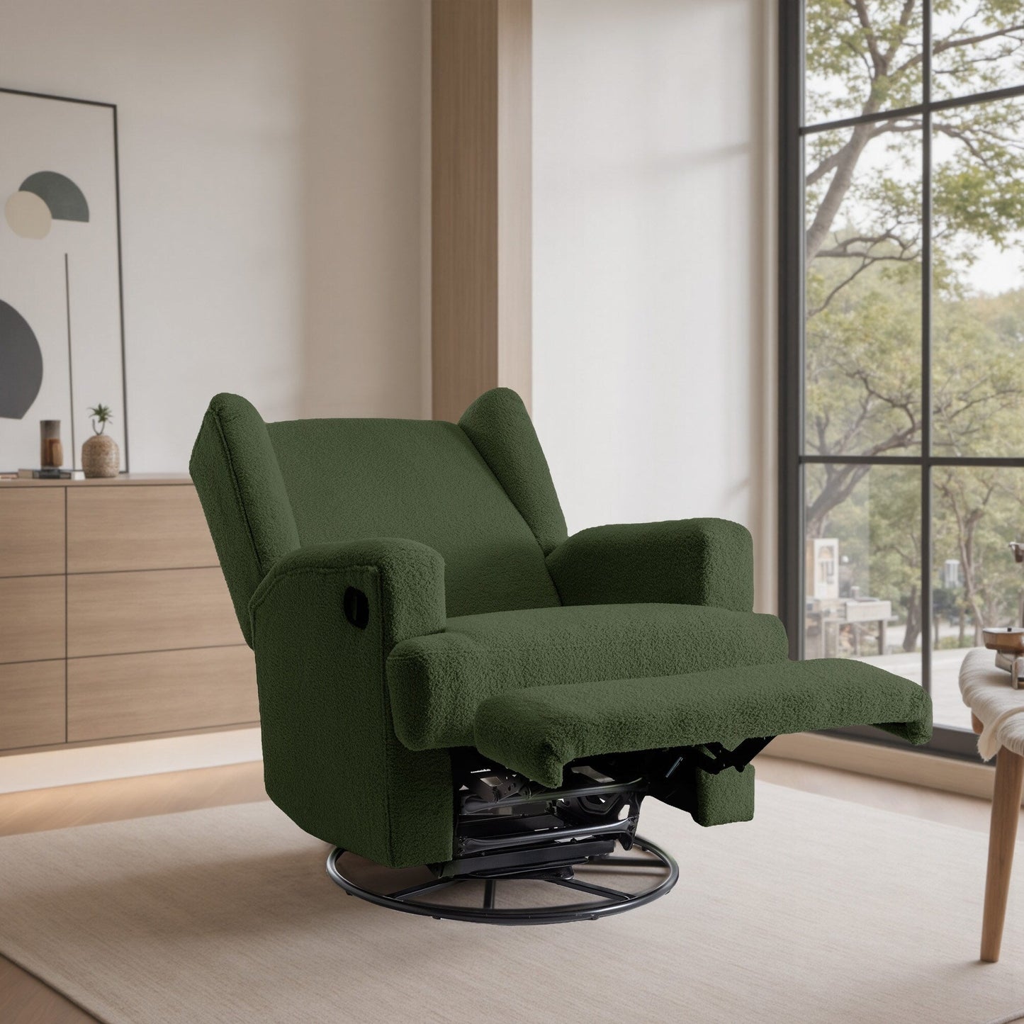 Fauteuil inclinable pivotant à dossier ailé de 31 po de largeur pour chambre d'enfant