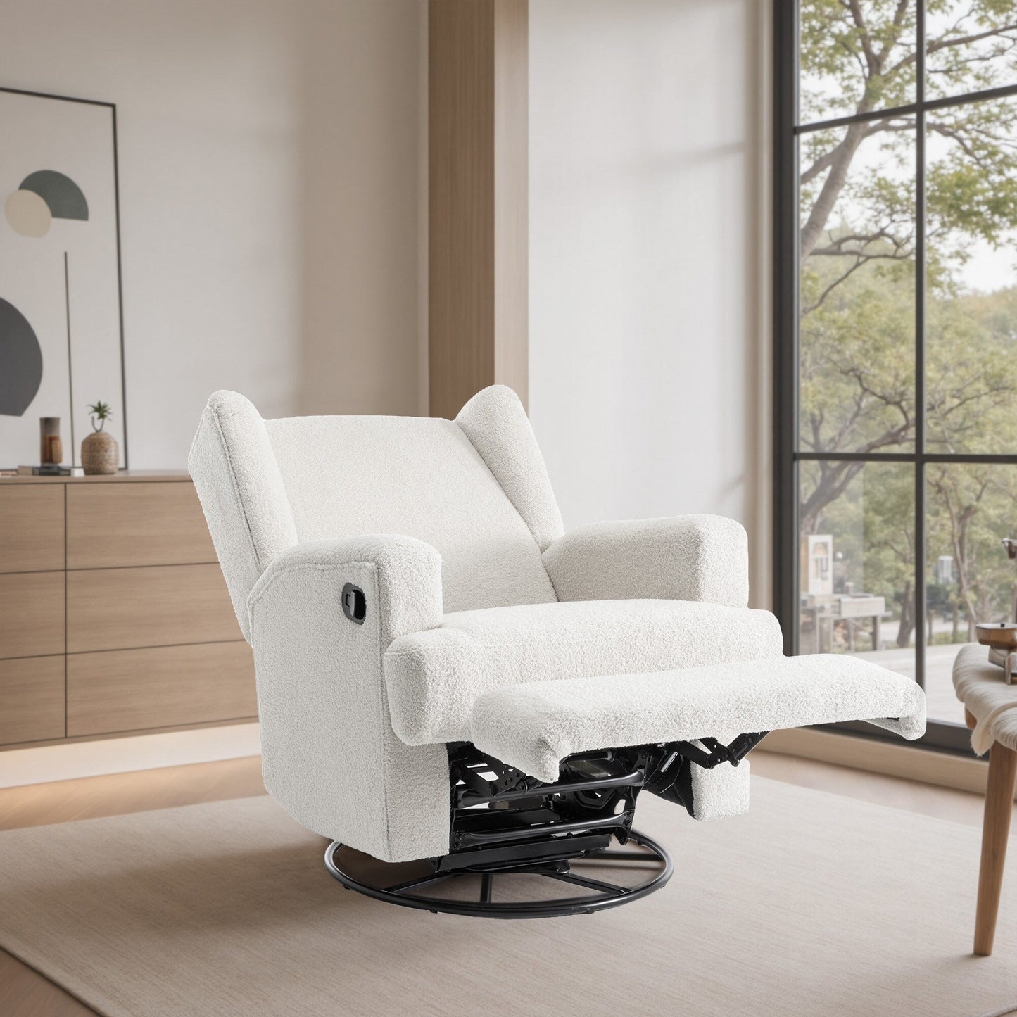 Fauteuil inclinable pivotant à dossier ailé de 31 po de largeur pour chambre d'enfant