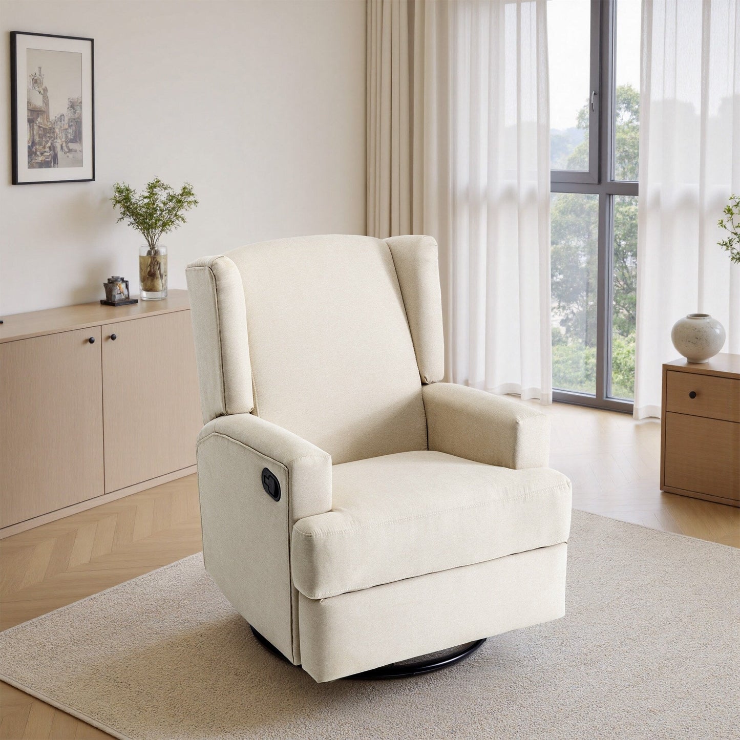 Fauteuil inclinable pivotant à dossier ailé de 31 po de largeur pour chambre d'enfant