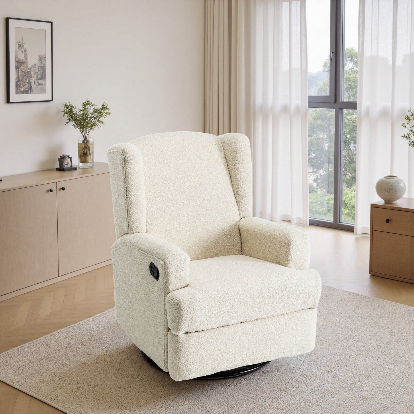 Fauteuil inclinable pivotant à dossier ailé de 31 po de largeur pour chambre d'enfant