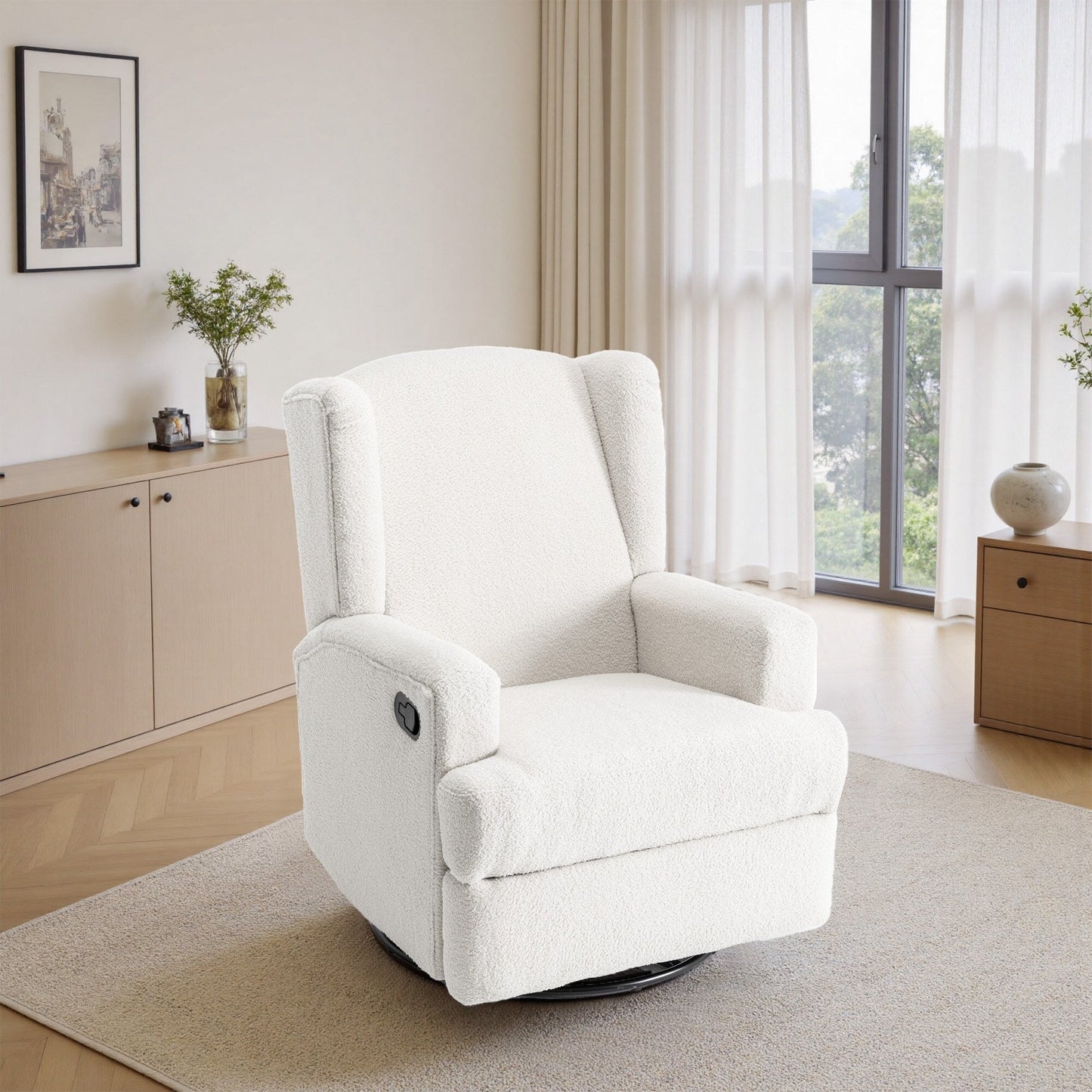 Fauteuil inclinable pivotant à dossier ailé de 31 po de largeur pour chambre d'enfant