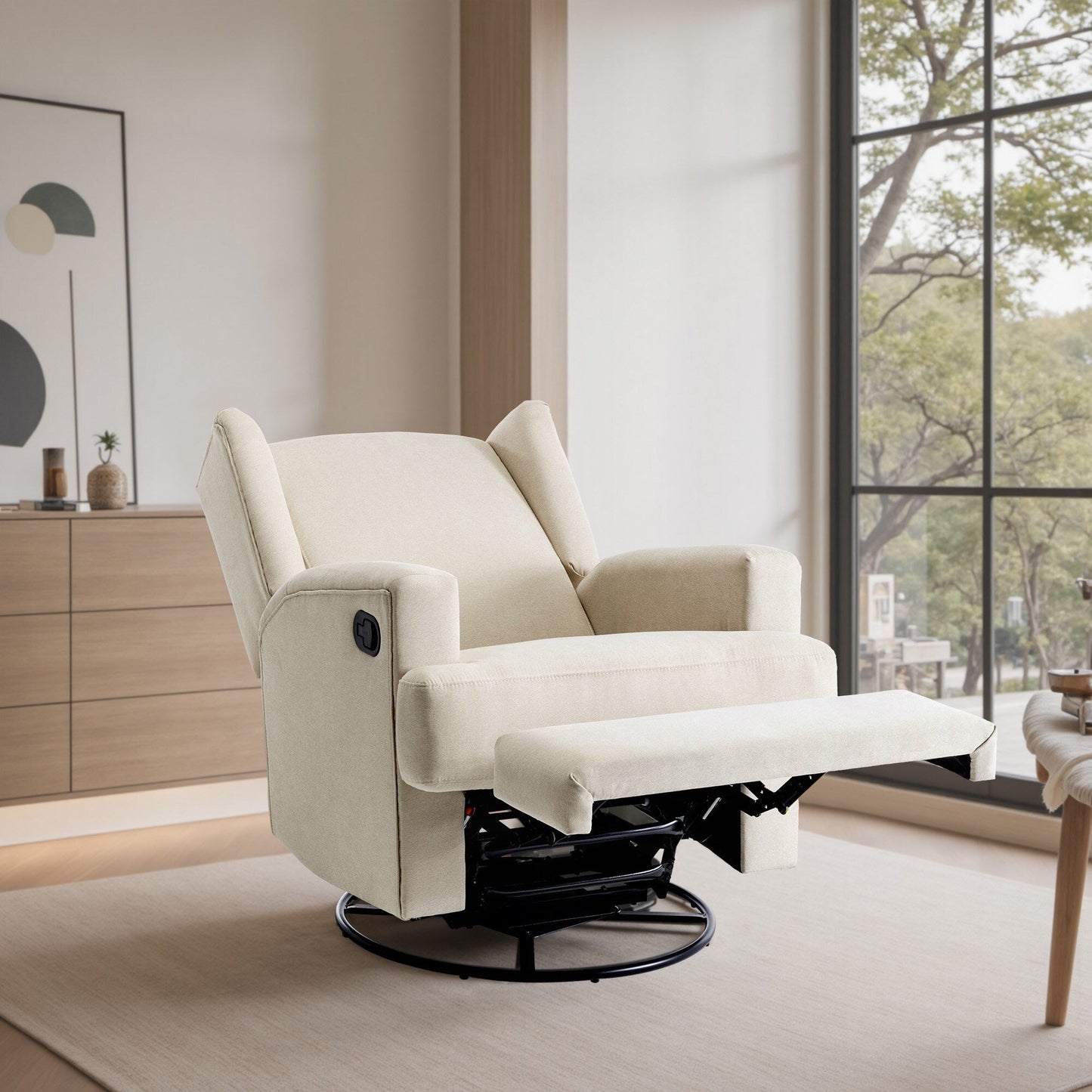Fauteuil inclinable pivotant à dossier ailé de 31 po de largeur pour chambre d'enfant
