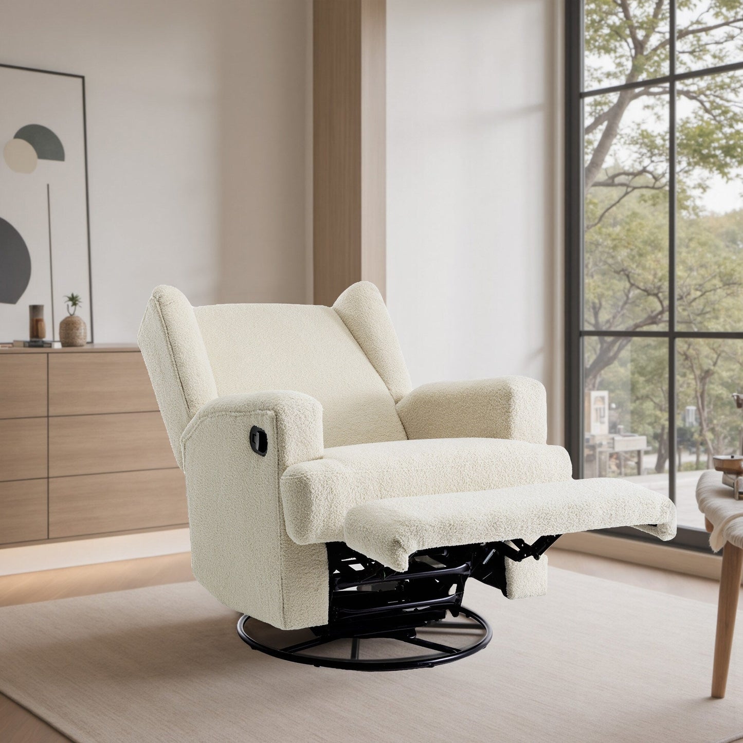 Fauteuil inclinable pivotant à dossier ailé de 31 po de largeur pour chambre d'enfant
