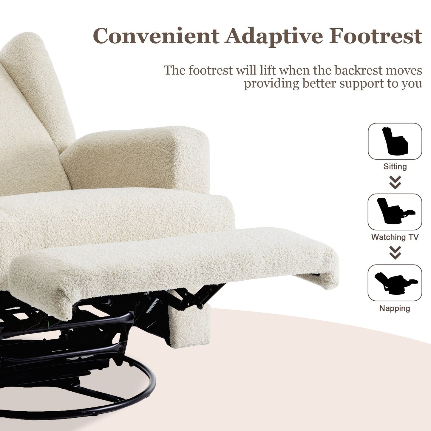 Fauteuil inclinable pivotant à dossier ailé de 31 po de largeur pour chambre d'enfant