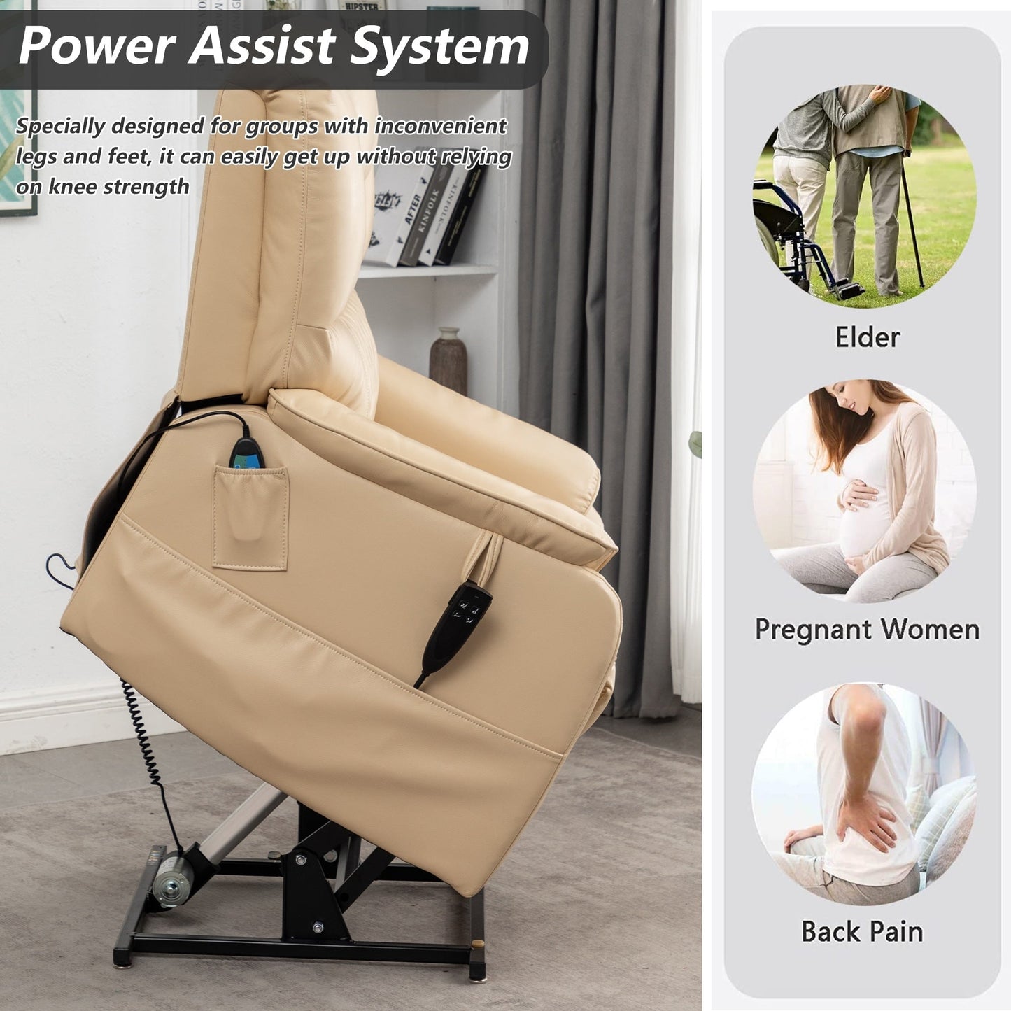 Fauteuil inclinable électrique double de 35,5 W, massage et chauffage, 180 degrés