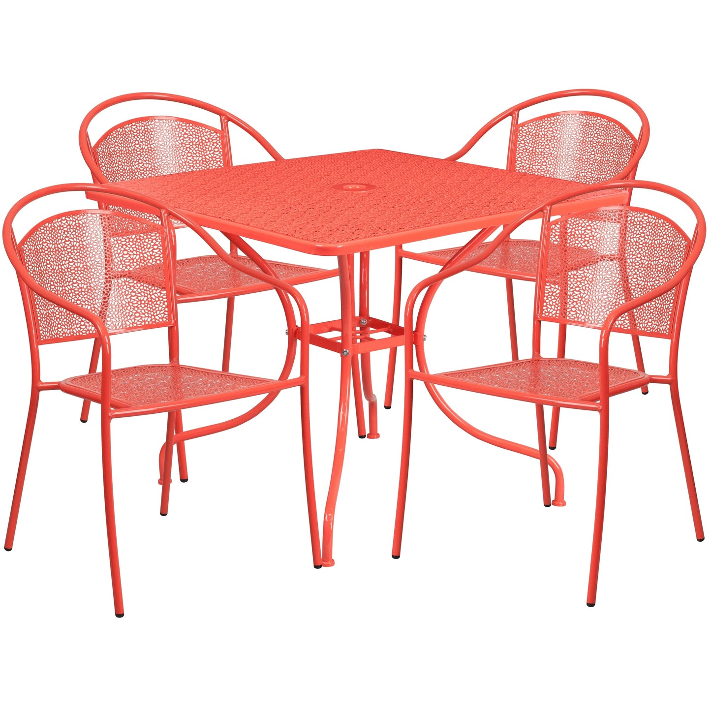 Ensemble de salle à manger carré en acier, 5 pièces, 35,5 pouces, pour intérieur et extérieur