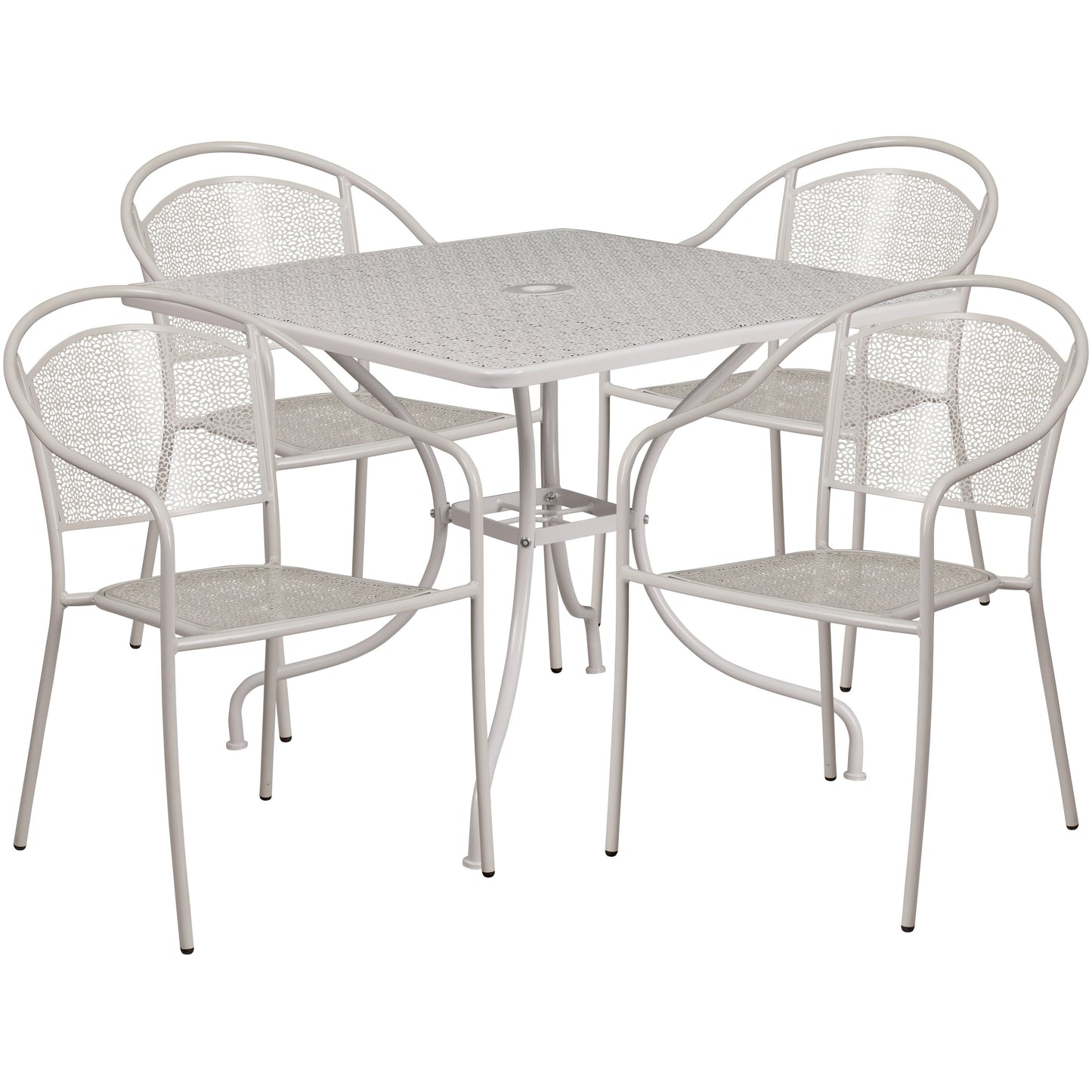 Ensemble de salle à manger carré en acier, 5 pièces, 35,5 pouces, pour intérieur et extérieur